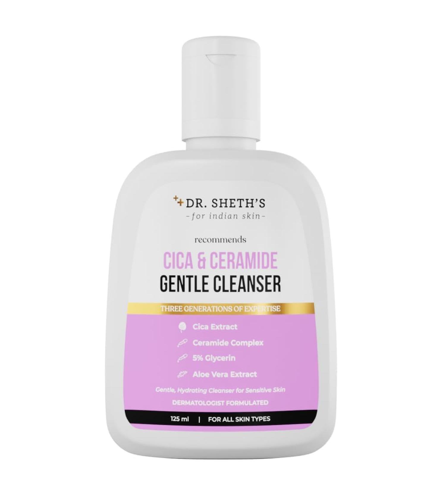 Cica & Ceramide Gentle Cleanser | Hydrating Face Wash for Normal Dry & Sensitive Skin | 5% Glycerin & Aloe Vera | 125ml - Shop Now - Buy Online on GoSupps.com