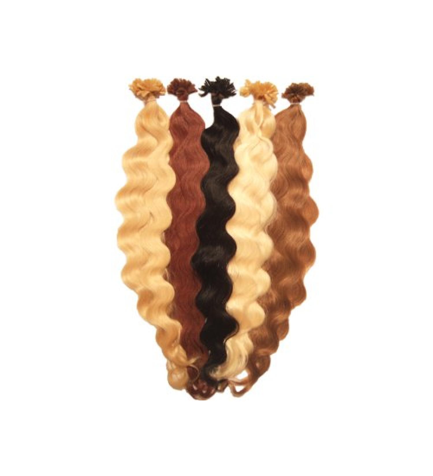 MilleniumHair 20 wavy U-tip strands for heat tongs hair extension 40 cm 1 black