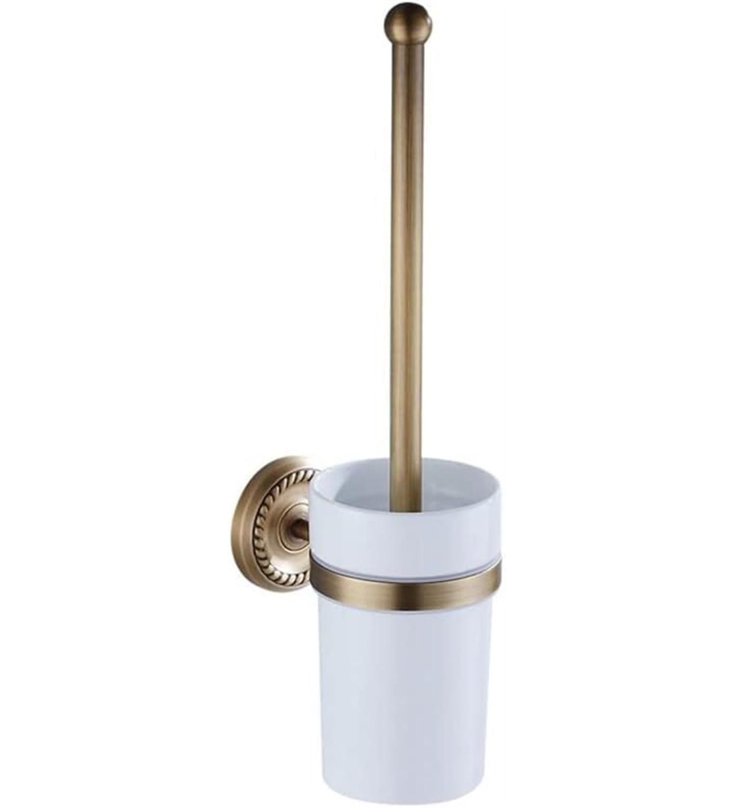Bathroom Toilet Bowl Brush and Holder Bathroom Cleaning Bathroom Hardware Pendant European-Style Bathroom Copper Ceramic Ttoilet Cup Set Wall-Mounted - Buy Online on GoSupps.com