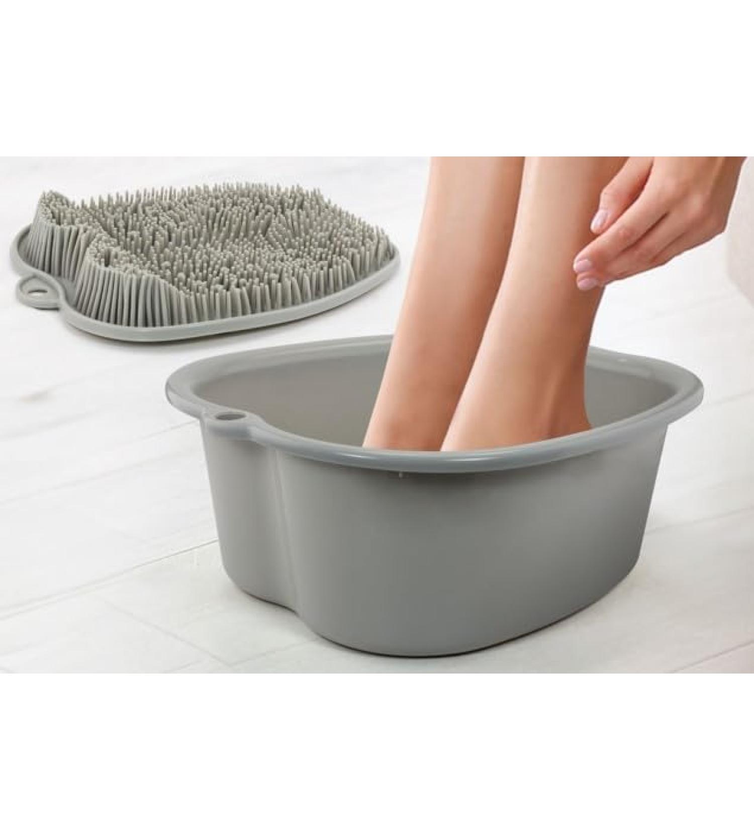 ZENVY Foot Bath Tub & Silicone Scrubber Set | Relaxing At-Home Foot Spa for Ultimate Soothing Massage - Buy Online on GoSupps.com