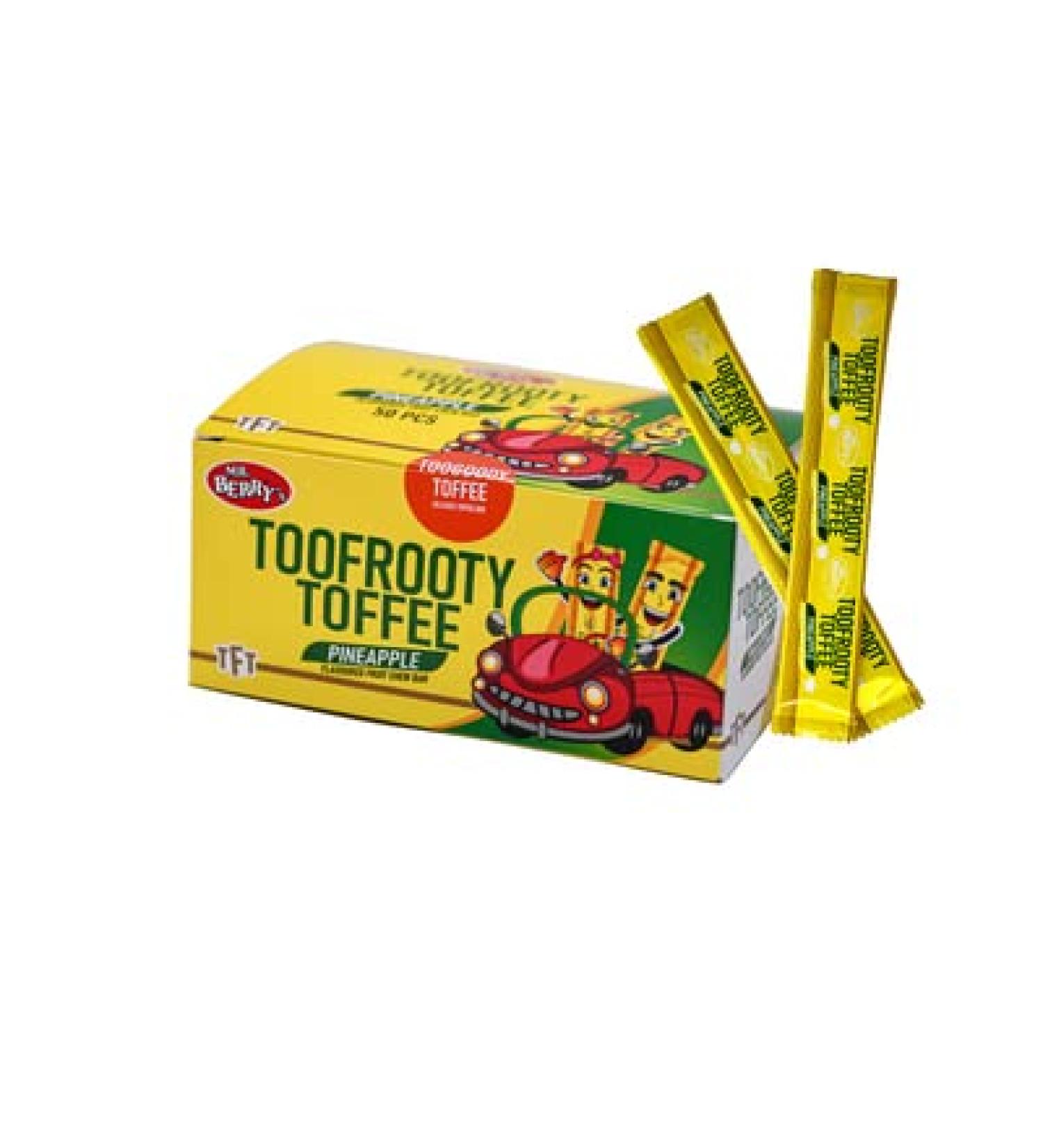 Mr. Berry's Toofrooty Toffee Pineapple Flavoured Fruit Chew Bar 50 Pcs (Kenyan)