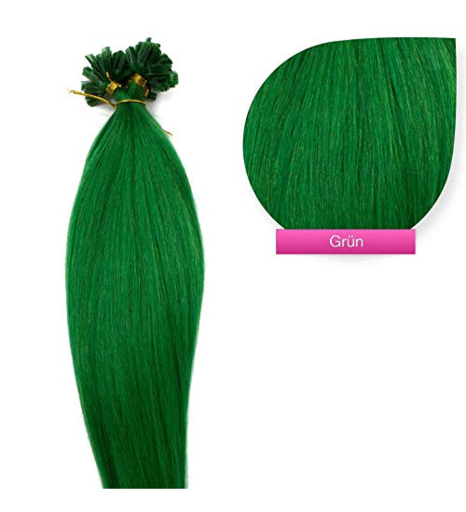 U-tip human hair extensions keratin bonding 50cm 25 x 1g No. green 25 strands No. green