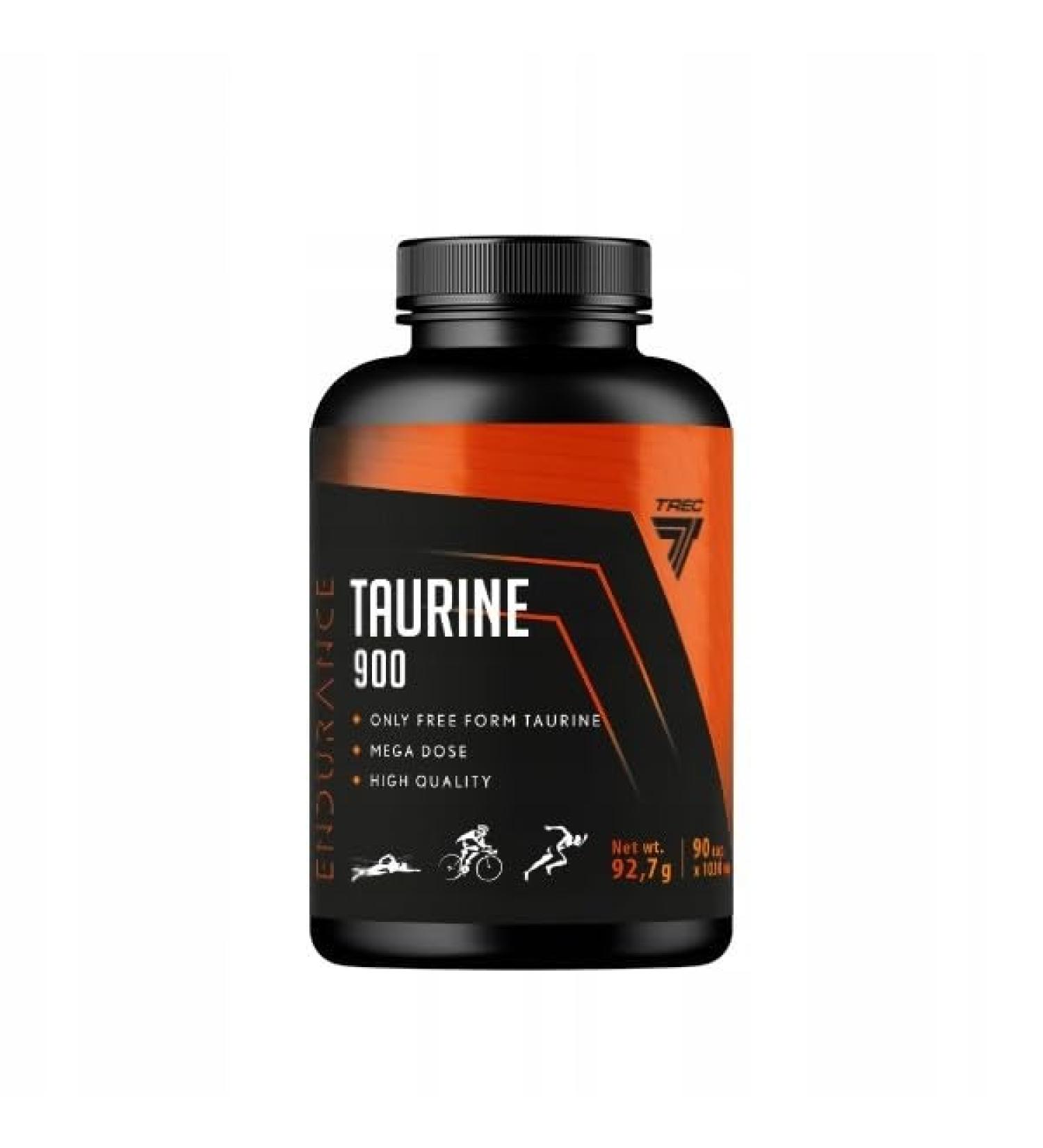 Trec Nutrition - Endurance Taurine 900mg - 3 capsules per day - High dosage - Regeneration - Strength - Amino acid - 90 capsules