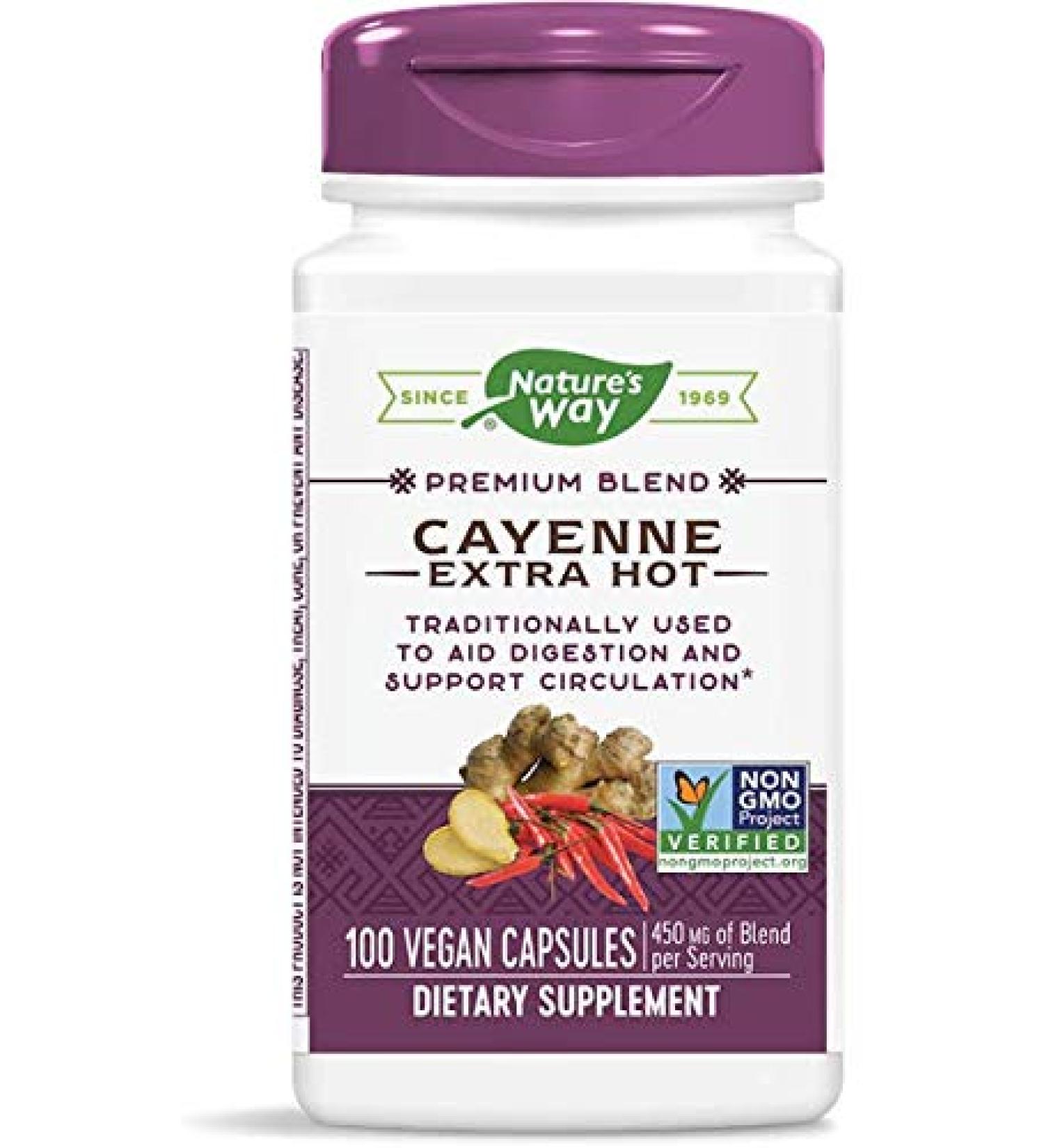 Nature's Way Extra Hot Cayenne 100 Capsules - Pack of 2 | Boost Metabolism & Wellness - Buy Online on GoSupps.com