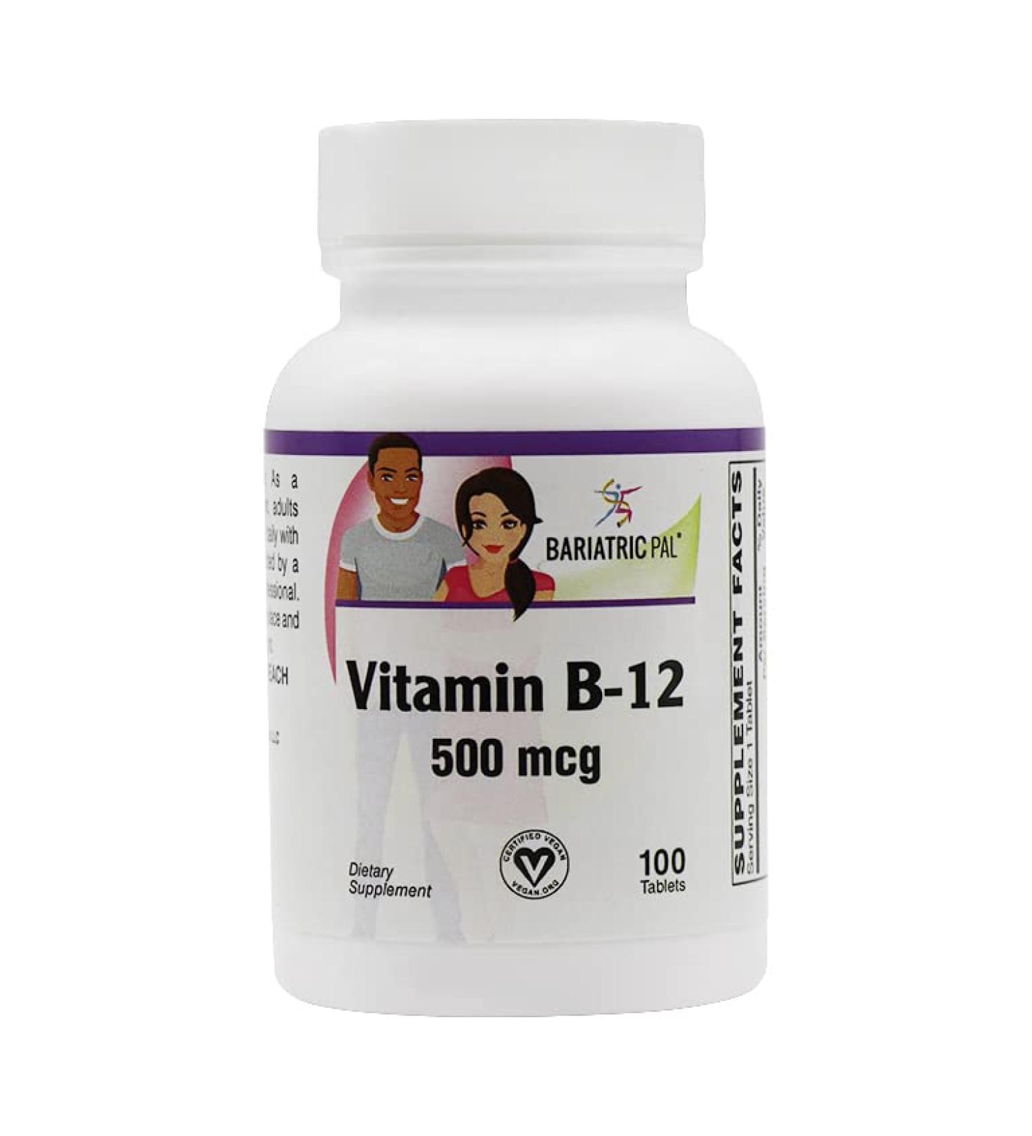 BariatricPal Vitamin B-12 (500mcg) Tablets - Cherry Flavored Tablets (100 Count) - Buy Online on GoSupps.com