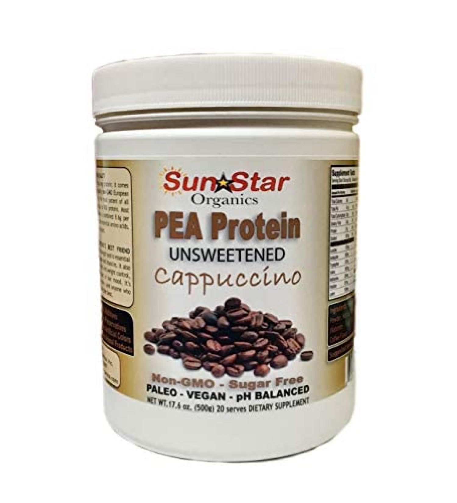 Buy Unsweetened Pea Protein Powder - Cappuccino & Vanilla | Non-GMO Soy Free 17.6 oz - International Shipping Available - Buy Online on GoSupps.com
