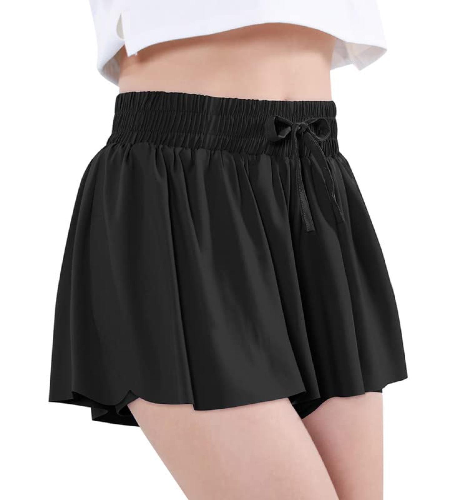 Girls Athletic Flowy Shorts with Inner Pockets - Butterfly Running Shorts for Kids - Size 10 Years - Buy Online on GoSupps.com