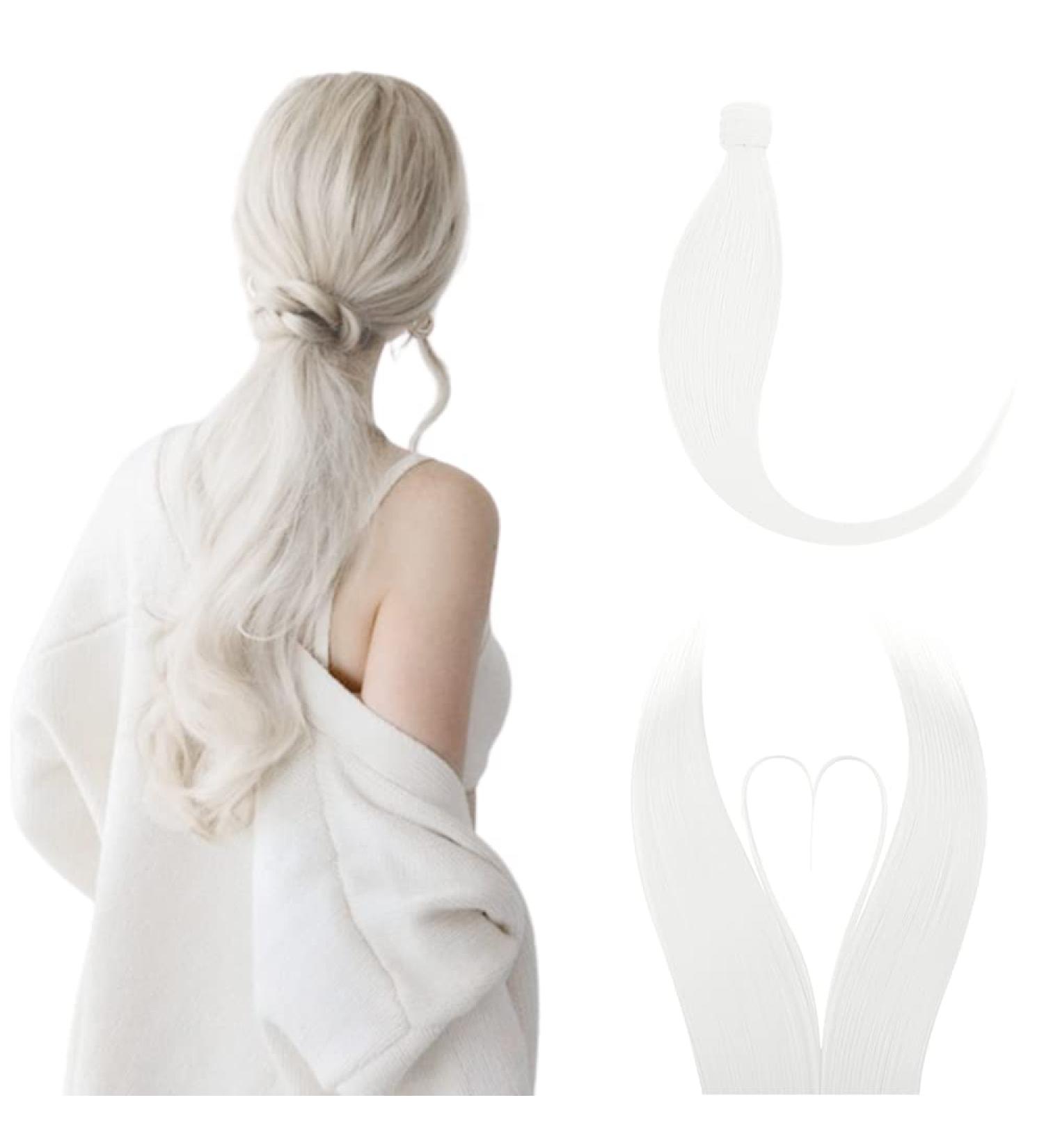 Ponytail Extension Wrap Around Long Straight Curly Clip in Ponytail Hair Extensions for Women Brown Black Blonde Hairpiece 23"-Straight White 23 Inch White - Buy Online on GoSupps.com
