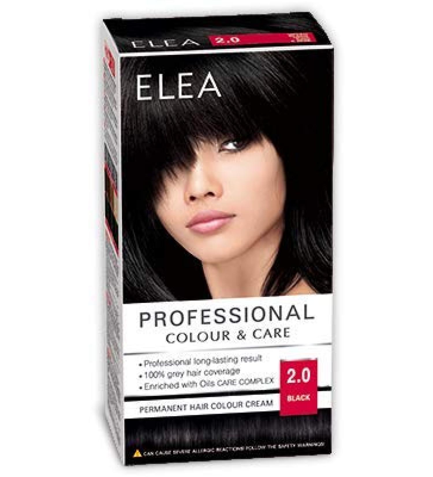 ELEA PROFESSIONAL PERMANENT HAIR COLOR CREAM 2.0 BLACK WITH OIL CARE COMPLEX - Buy Online on GoSupps.com
