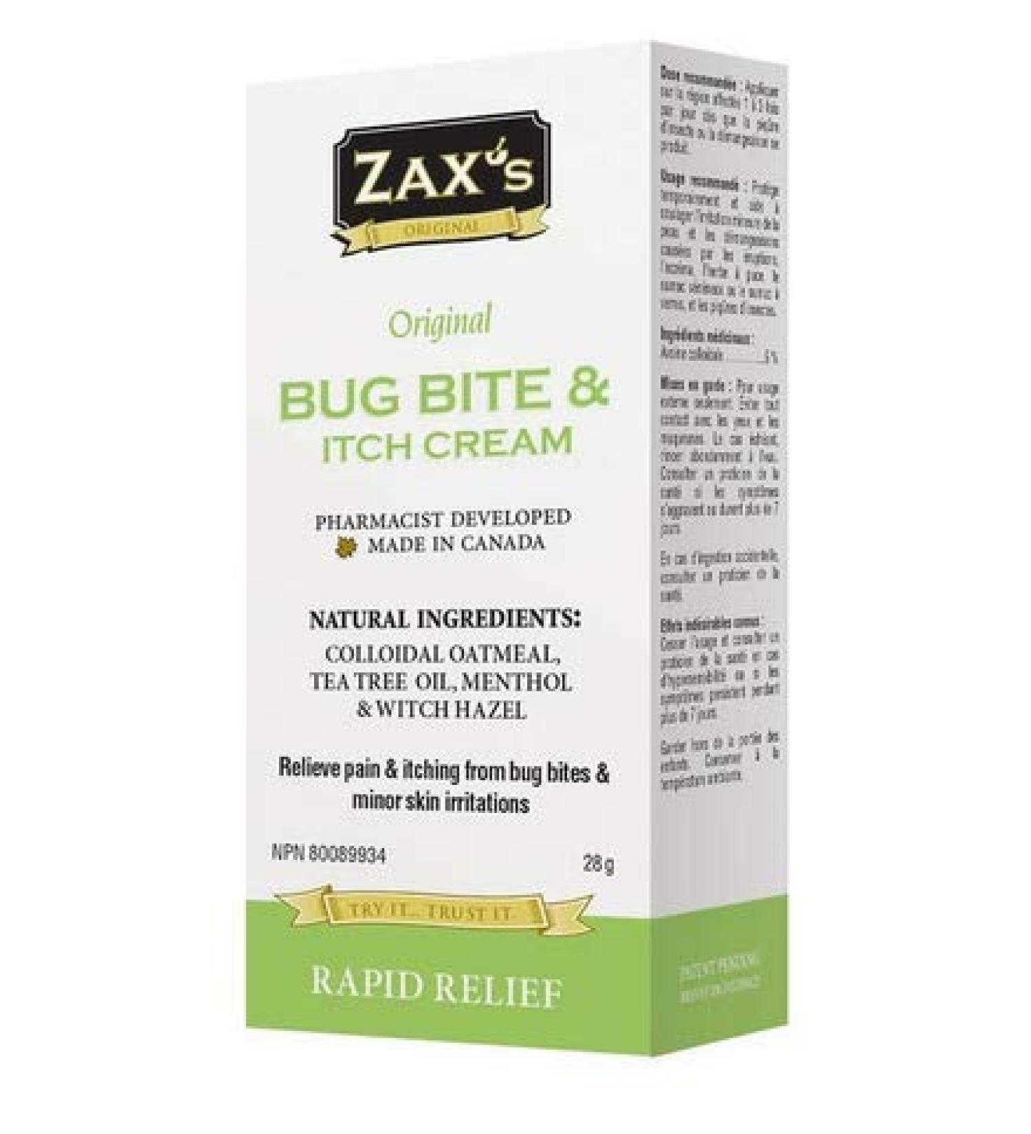 Zax's Original Bug Bite & Anti-Itch Cream - Natural Mosquito Bite Relief - Effective & Soothing - Paraben-Free - 28g - Buy Online on GoSupps.com