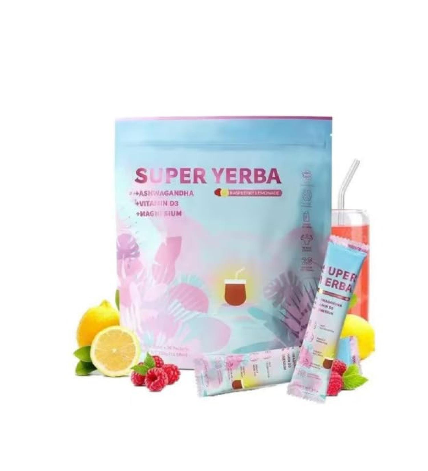 Super Yerba Magic Yerba Mate Instant Tea Powder Raspberry Lemonade Tea Powder Support For Focus And Gut Health 30 Packets 1 pcs - Buy Online on GoSupps.com