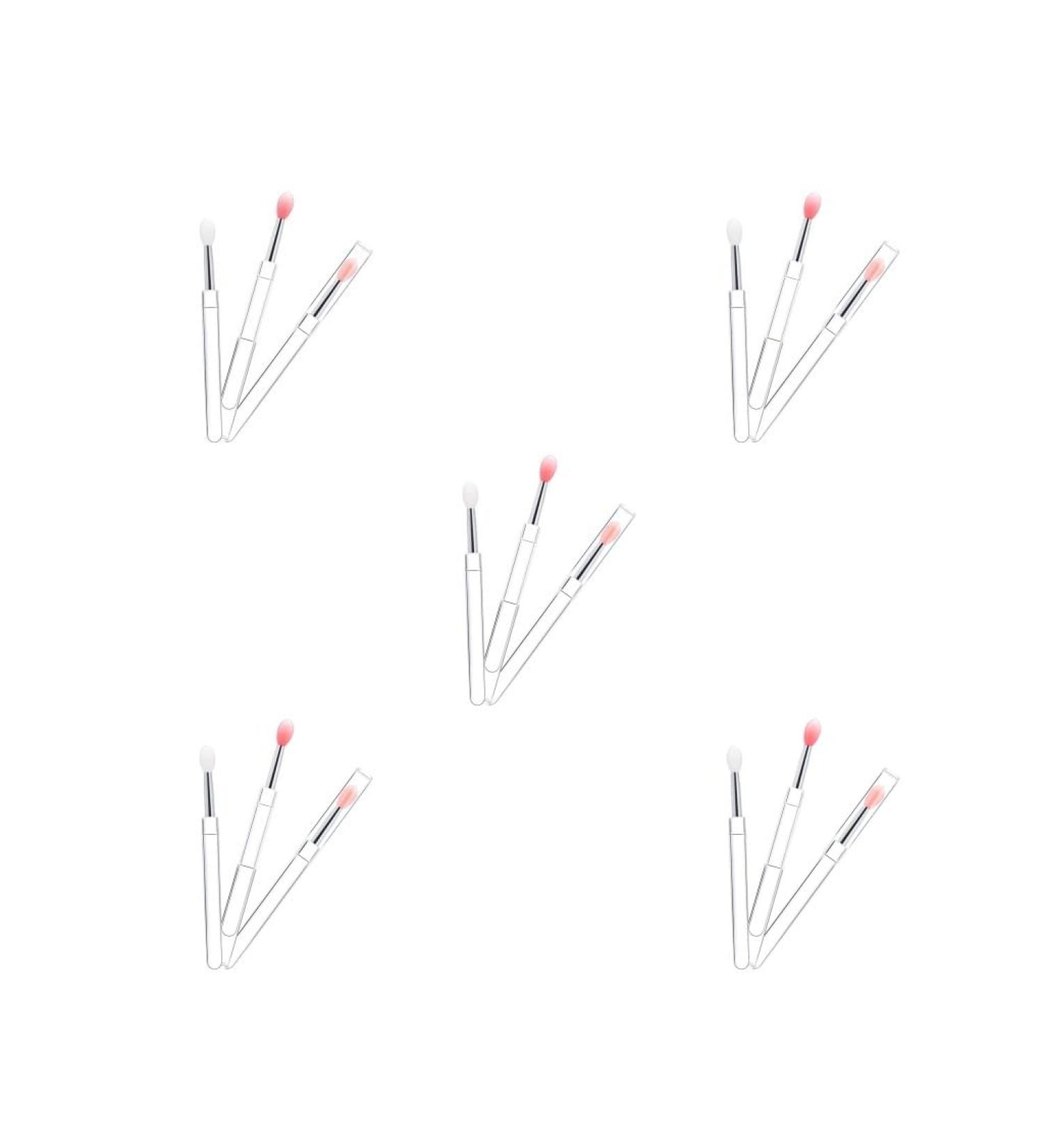 5 set of 3 Pieces Lip Gloss Brush Reusable Make Up Eyeshadow Brushes with Dust-proof Lid Cosmetic Accessory for Travel Professional Salon 5 set of (Multicolour) - Buy Online on GoSupps.com