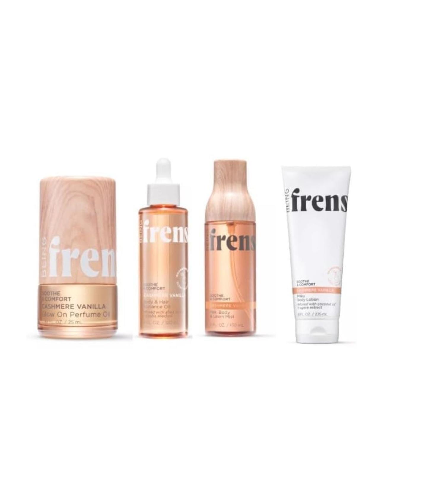 Being Frenshe CASHMERE VANILLA 4 Pack Hair & Body Mist Glow On Roll On Fragrance Radiance Oil & Hydrating Lotion (4 Piece Set) - Buy Online on GoSupps.com