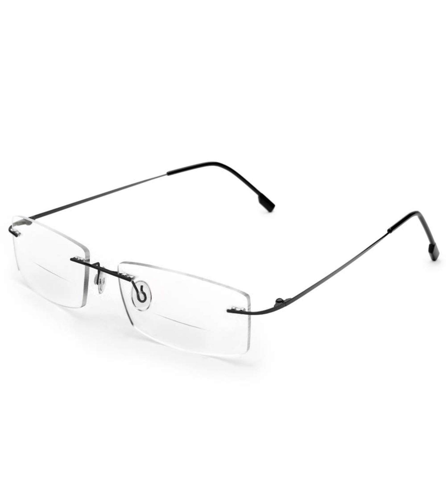 Fuisetaea Rimless Bifocal Reading Glasses - Flexible Titanium Alloy +1.25 Lightweight Readers in Gray - Buy Online on GoSupps.com