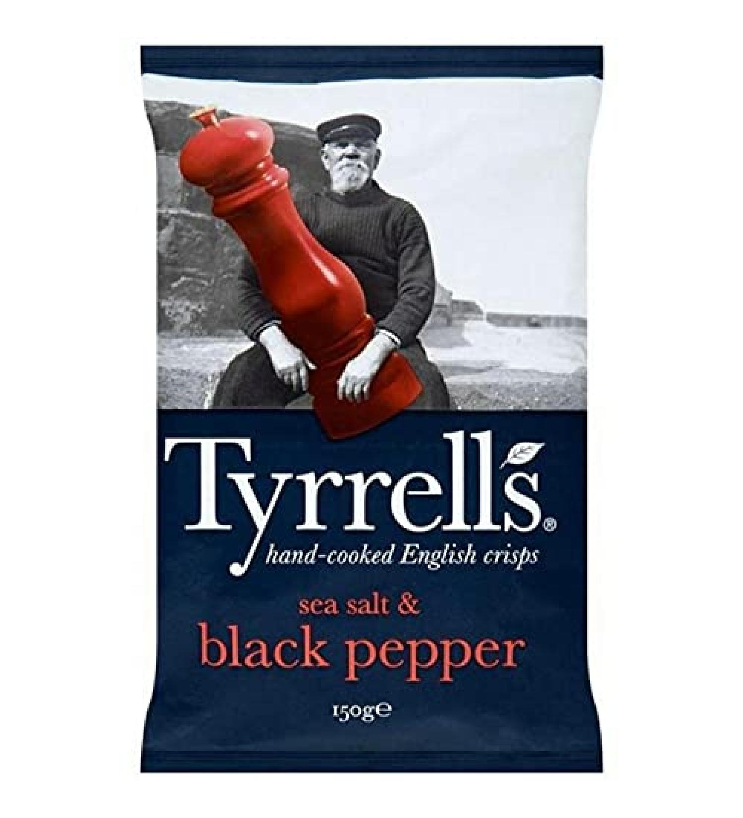 Tyrrell's Black Pepper & Salt Crisps 150g (pack of 3)