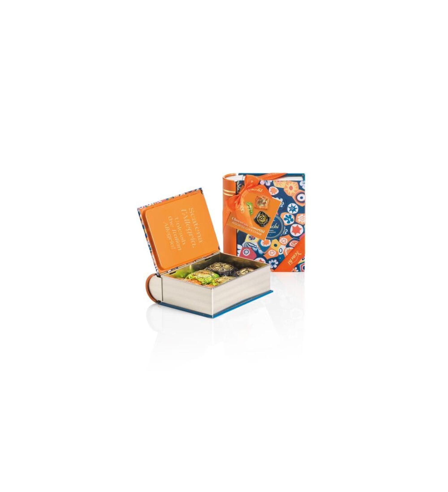 Venchi - Mini Livre Murrine avec chocolats assortis Chocoviar avec Pistache et "Orange sanguine de Sicile" 115 g Sans gluten Sans colorants Sans conservateurs Id e cadeau
