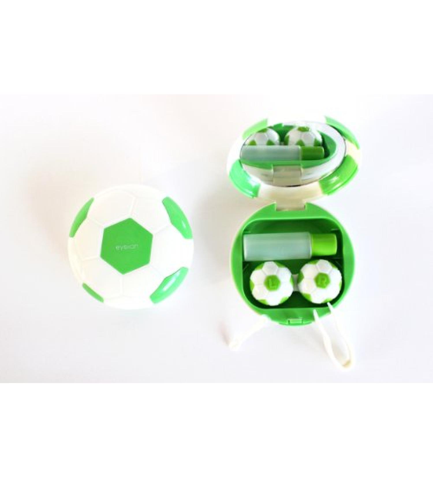 Contact lens case storage container case set mirror motif football green NEW