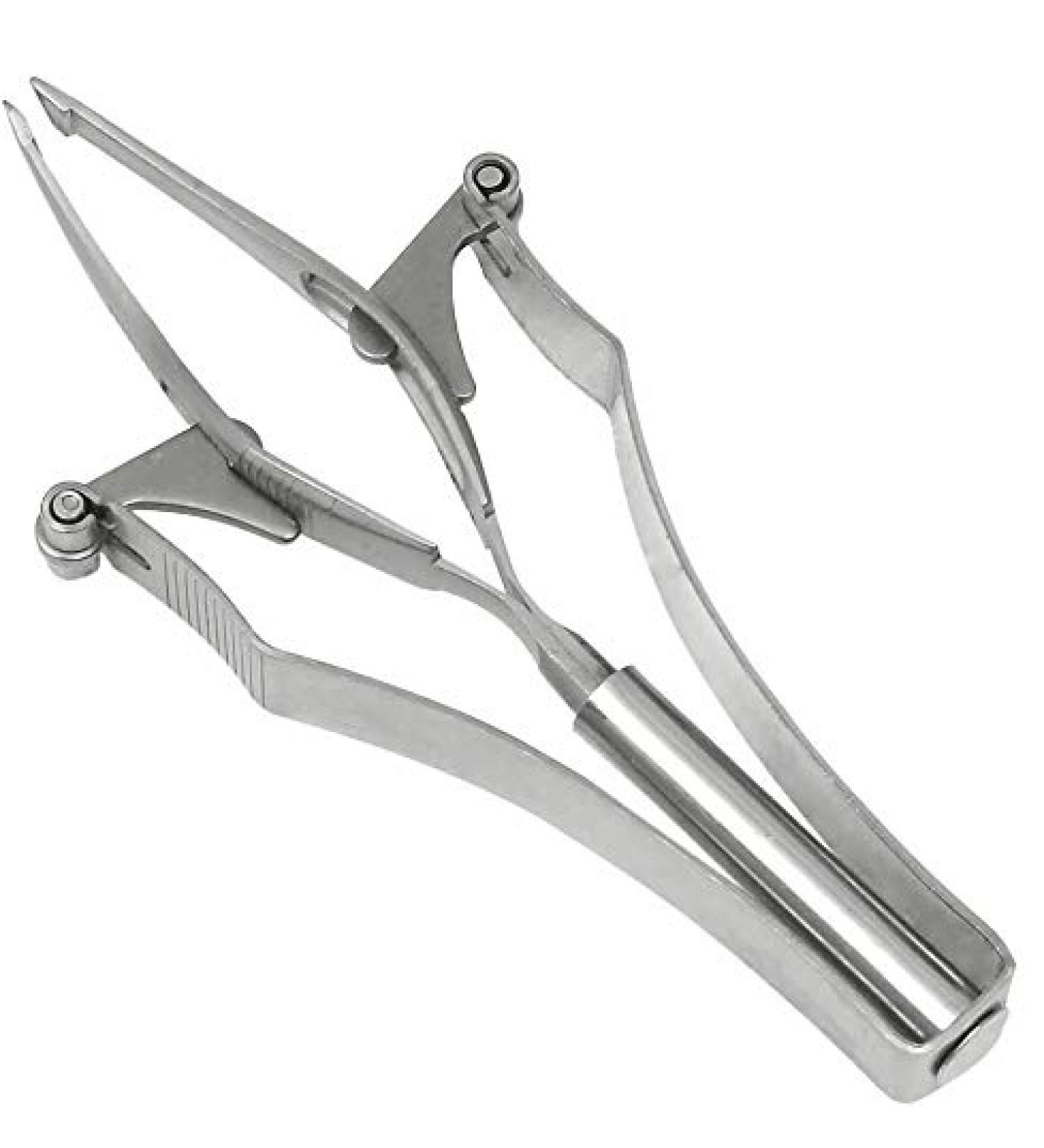 Automatic tweezers stainless steel 9.8 cm slanted design