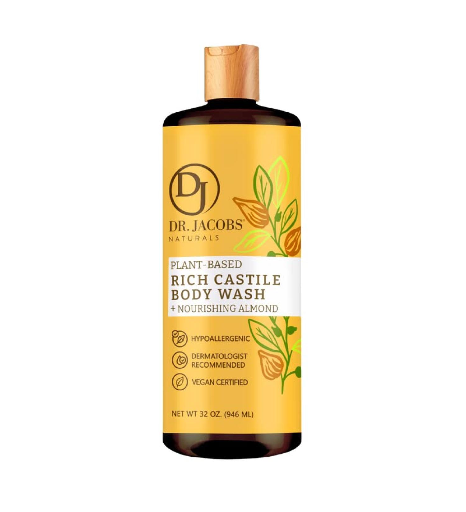 Dr. Jacobs Naturals All-Natural Castile Almond Body Wash - 32 oz - Gentle, Effective, and Cruelty-Free - Buy Online on GoSupps.com
