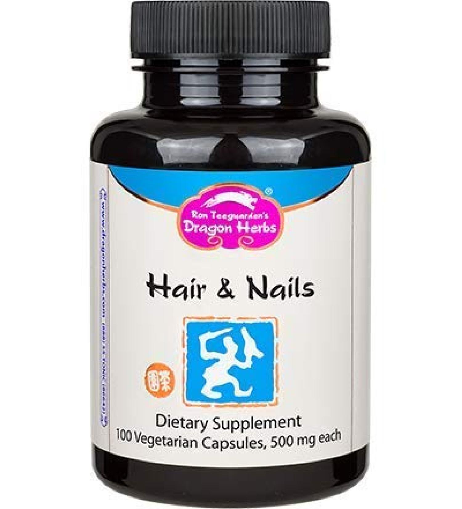Dragon Herbs Hair & Nails 500mg - 100 Vegetarian Capsules for Stronger Hair & Nails - Buy Online on GoSupps.com