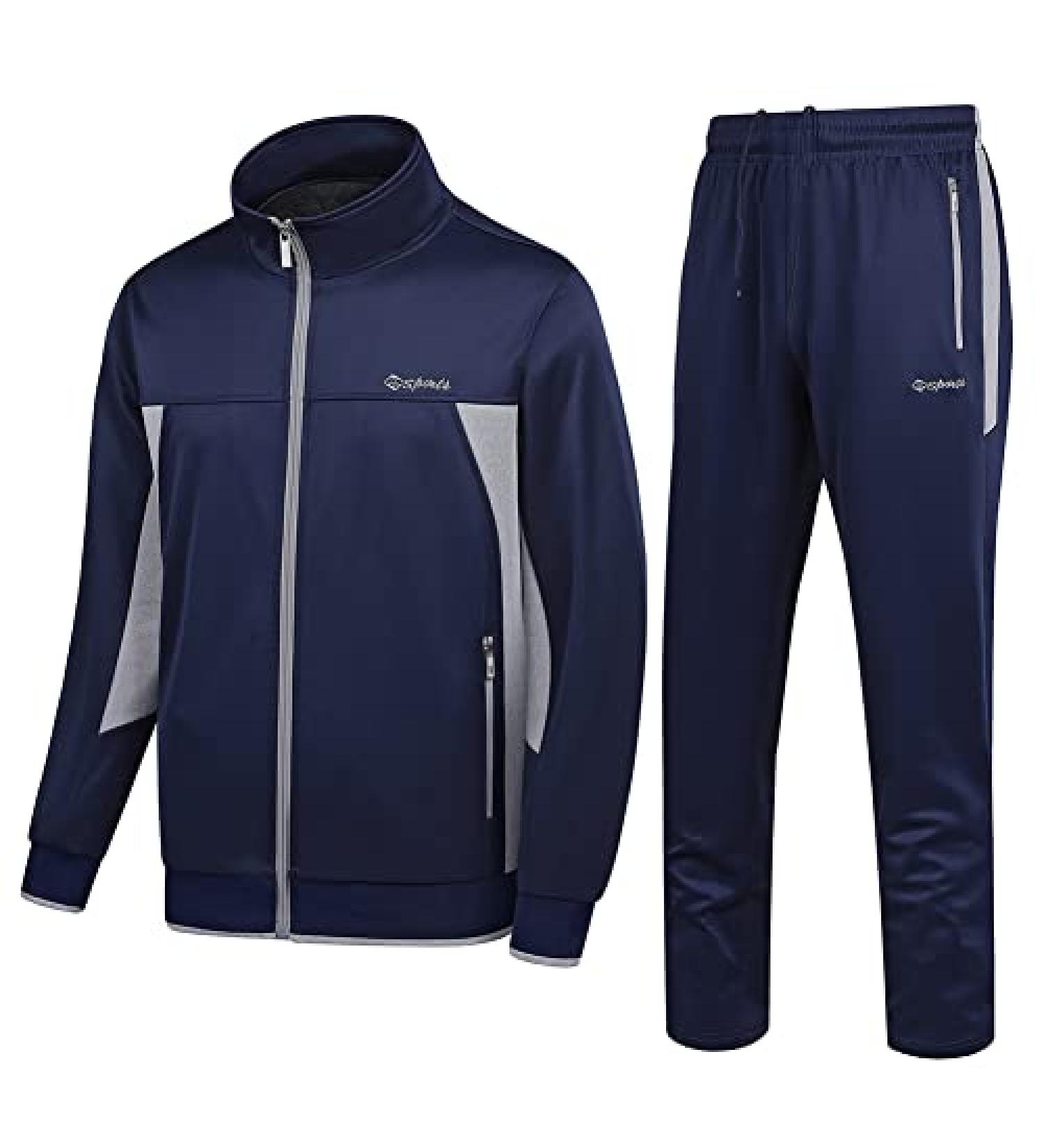 PUMPITU Men's Casual Athletic Tracksuit Set - Navy+Gray, X-Large - Buy Online on GoSupps.com