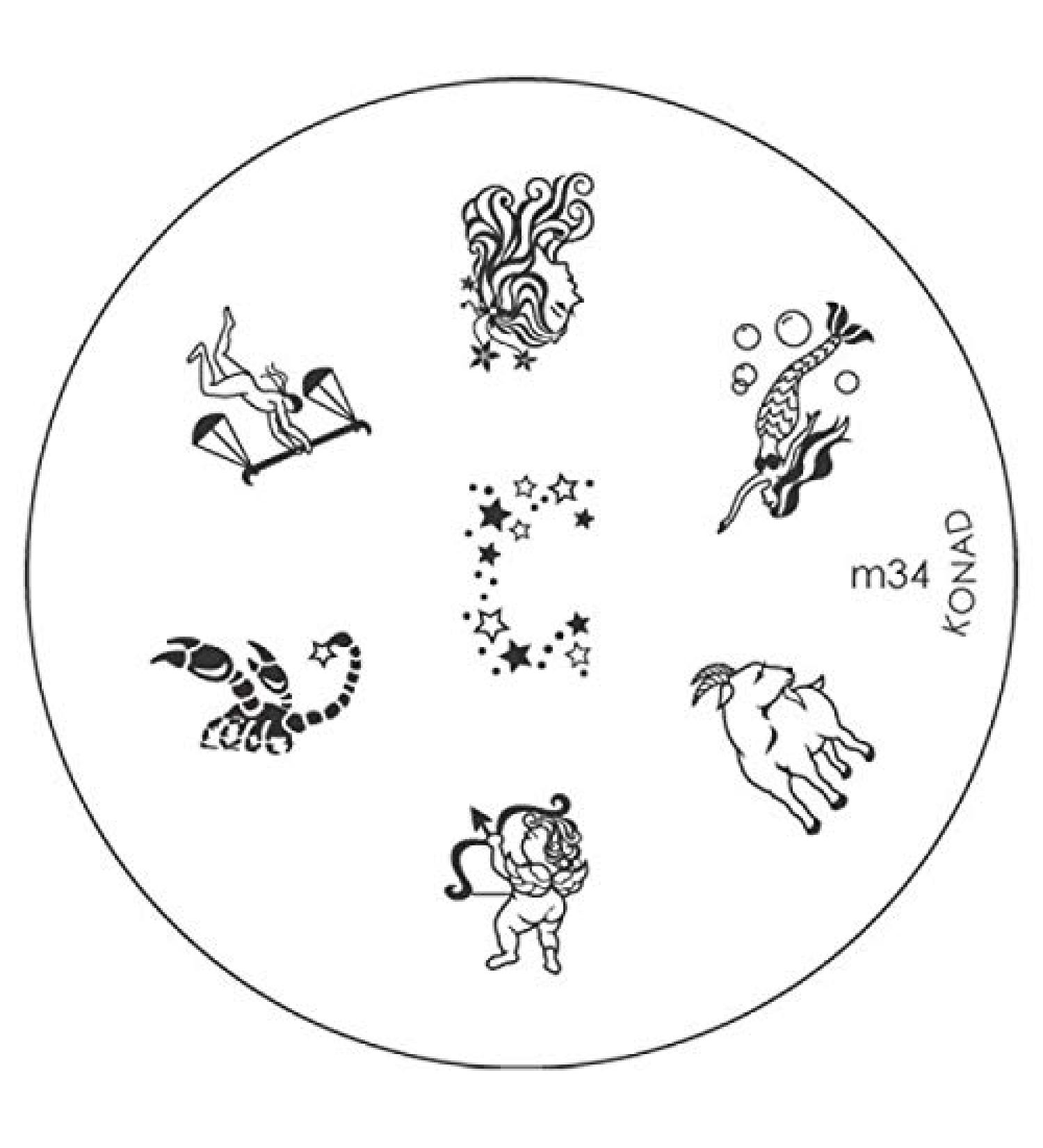 Stamping stencil m34 ZODIAC SIGN LIBRA VIRGO by KONAD - CUTE NAILS