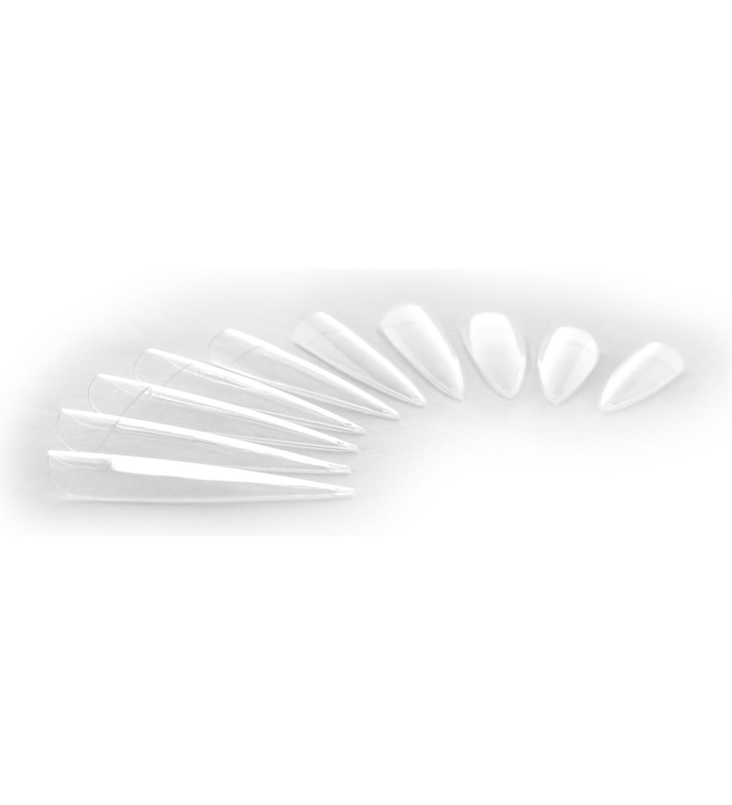 500 Stiletto TYPE II Clear Nail Tips with Adhesive - 10 Sizes | Premium ABS Formula | International Shipping - Buy Online on GoSupps.com