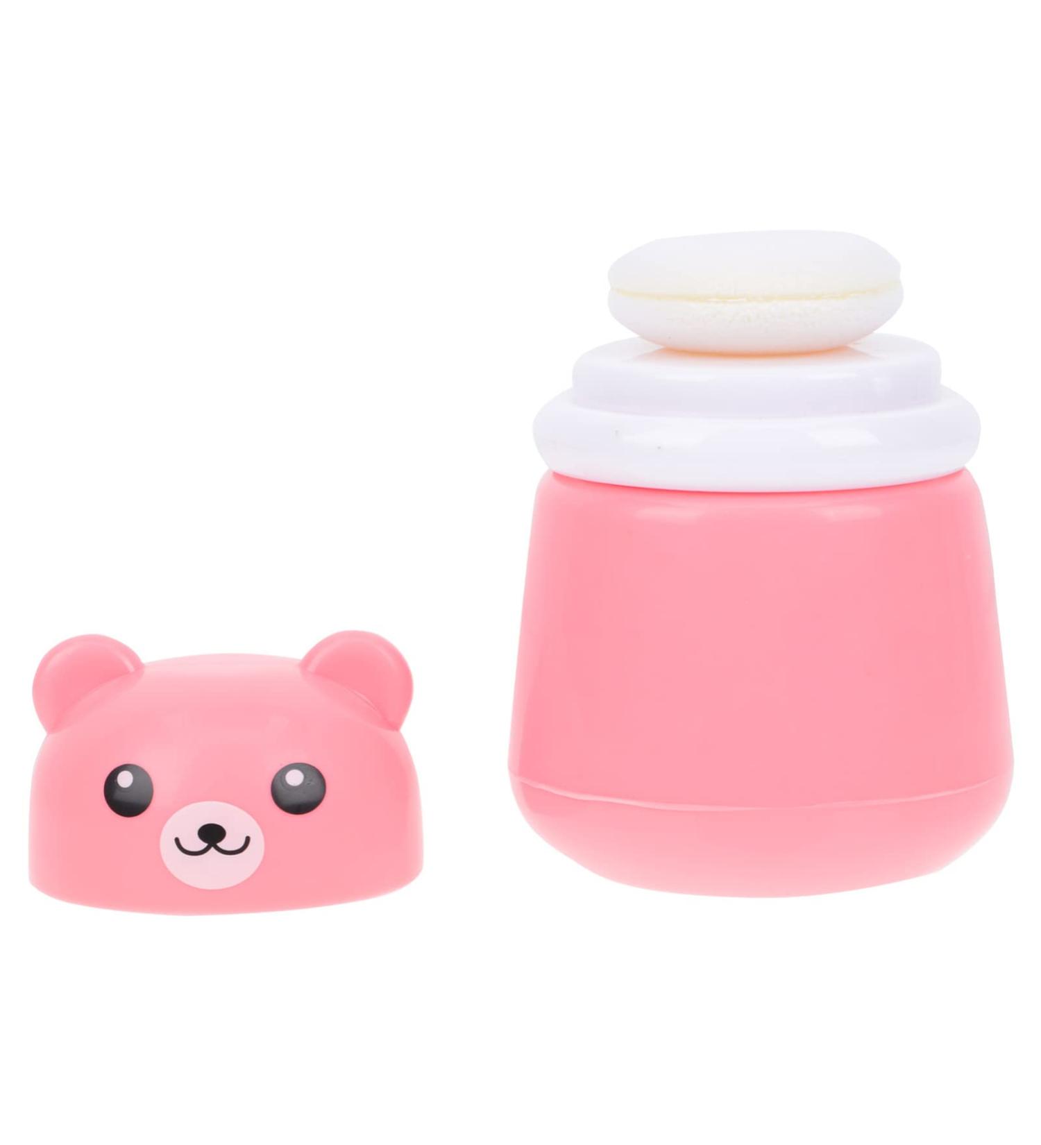 OSALADI Baby Powder Bottle with Cartoon Bear Powder Puff Box - Pink Portable Powder Dispenser for Kids - Buy Online on GoSupps.com