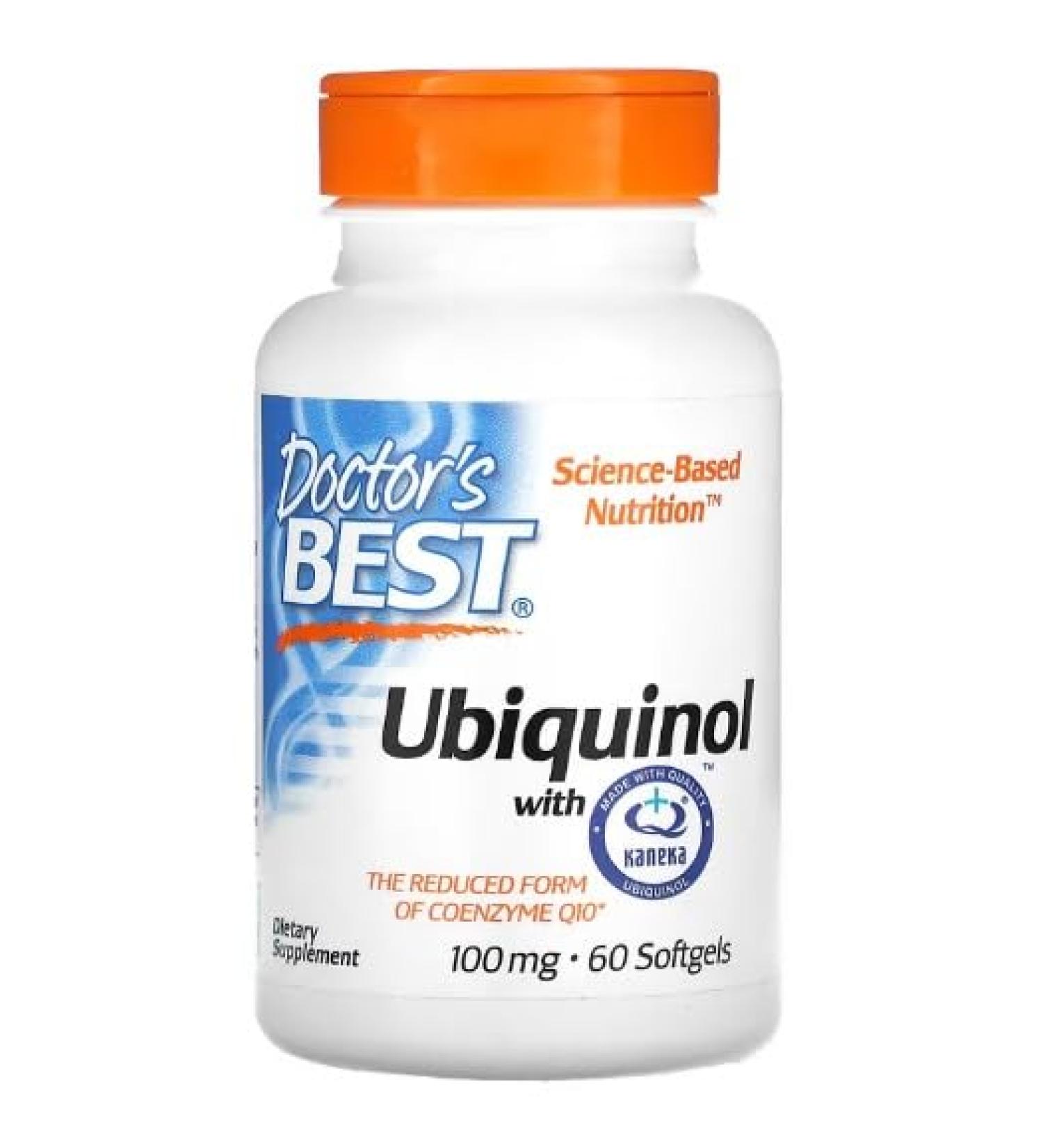 Doctor's Best Ubiquinol with Kaneka QH - 100mg 60 Softgels | Cardiovascular Support & Natural Energy - Buy Online on GoSupps.com