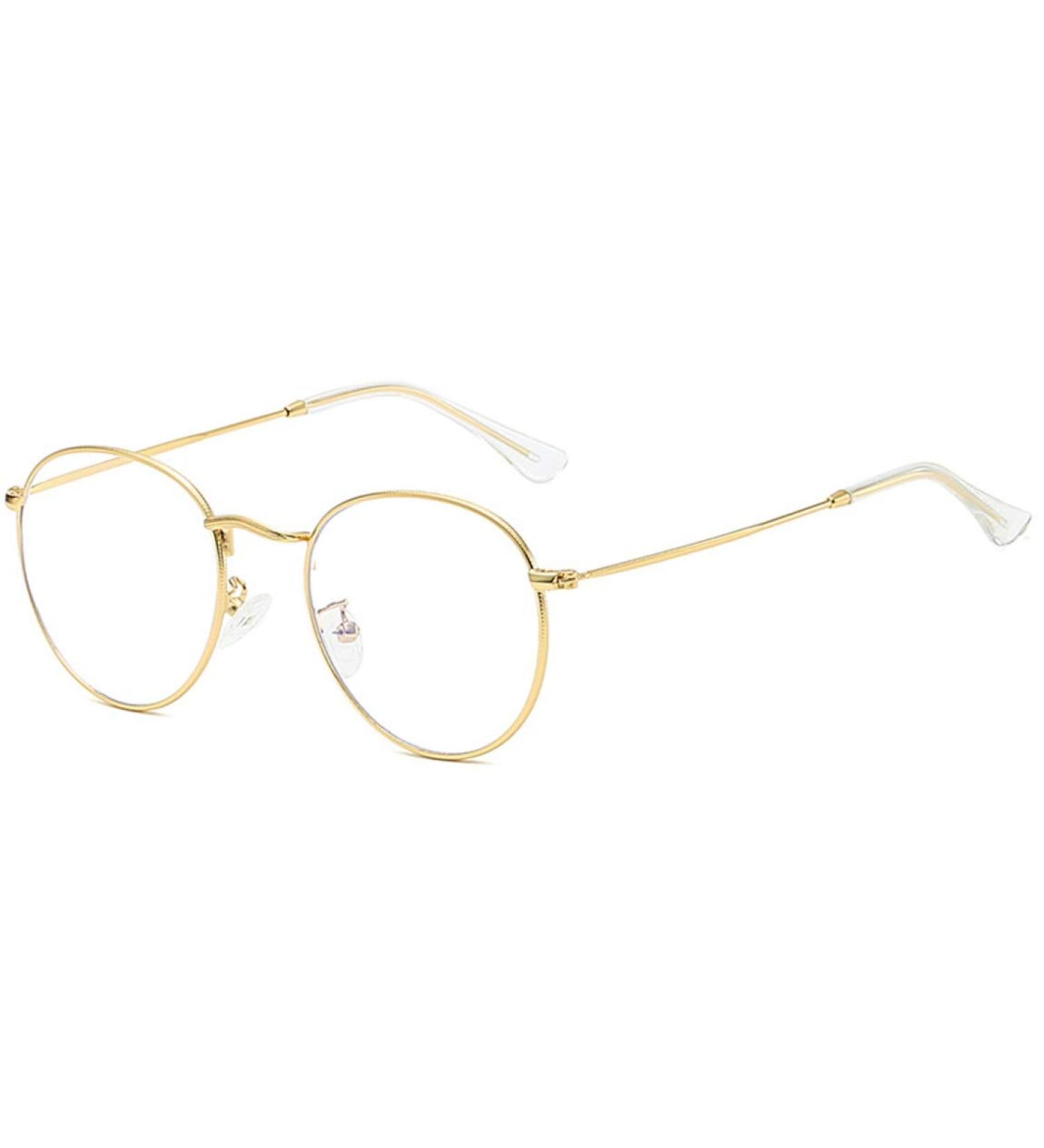 Buy Migoo Classic Round Blue Light Filter Glasses | Retro Metal Frames | Unisex Anti-Blue Light Glasses - Gold & Blue - Buy Online on GoSupps.com