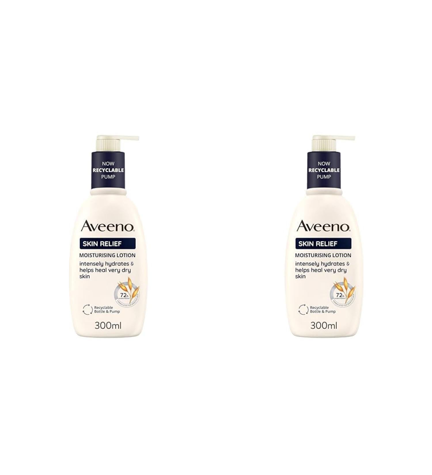Aveeno Skin Relief Moisturising Lotion | Soothes Skin From Day 1 | For Very Dry And Irritable Skin Care | With Shea Butter And Prebiotic Oatmeal | 300 Ml (Pack Of 2) 300 ml (Pack of 2) Moisturising Lotion - Buy Online on GoSupps.com
