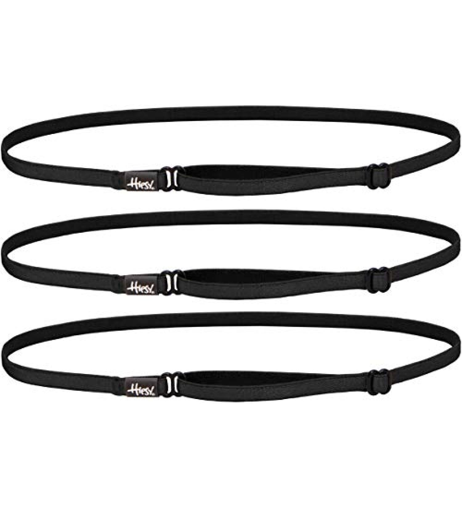 Hipsy Ellies Women's Elastic & Adjustable Athletic Fitness Sports Running Workout Headband Multi Pack Black 3-Pack