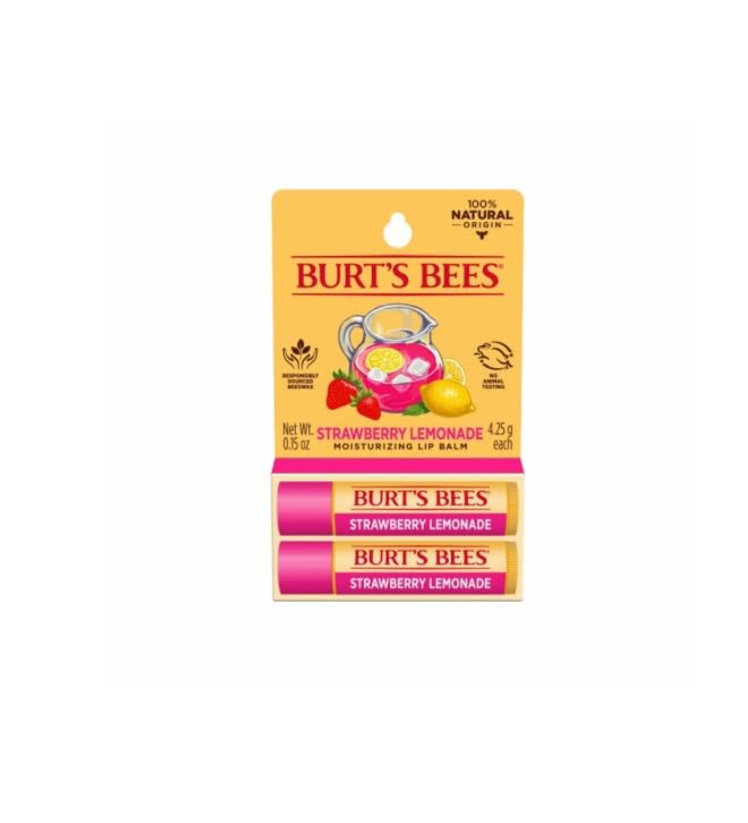Burt's Bees Strawberry Lemonade Lip Balm - 2 Tubes (0.15 oz) | Natural Moisturizing Lip Care - Buy Online on GoSupps.com