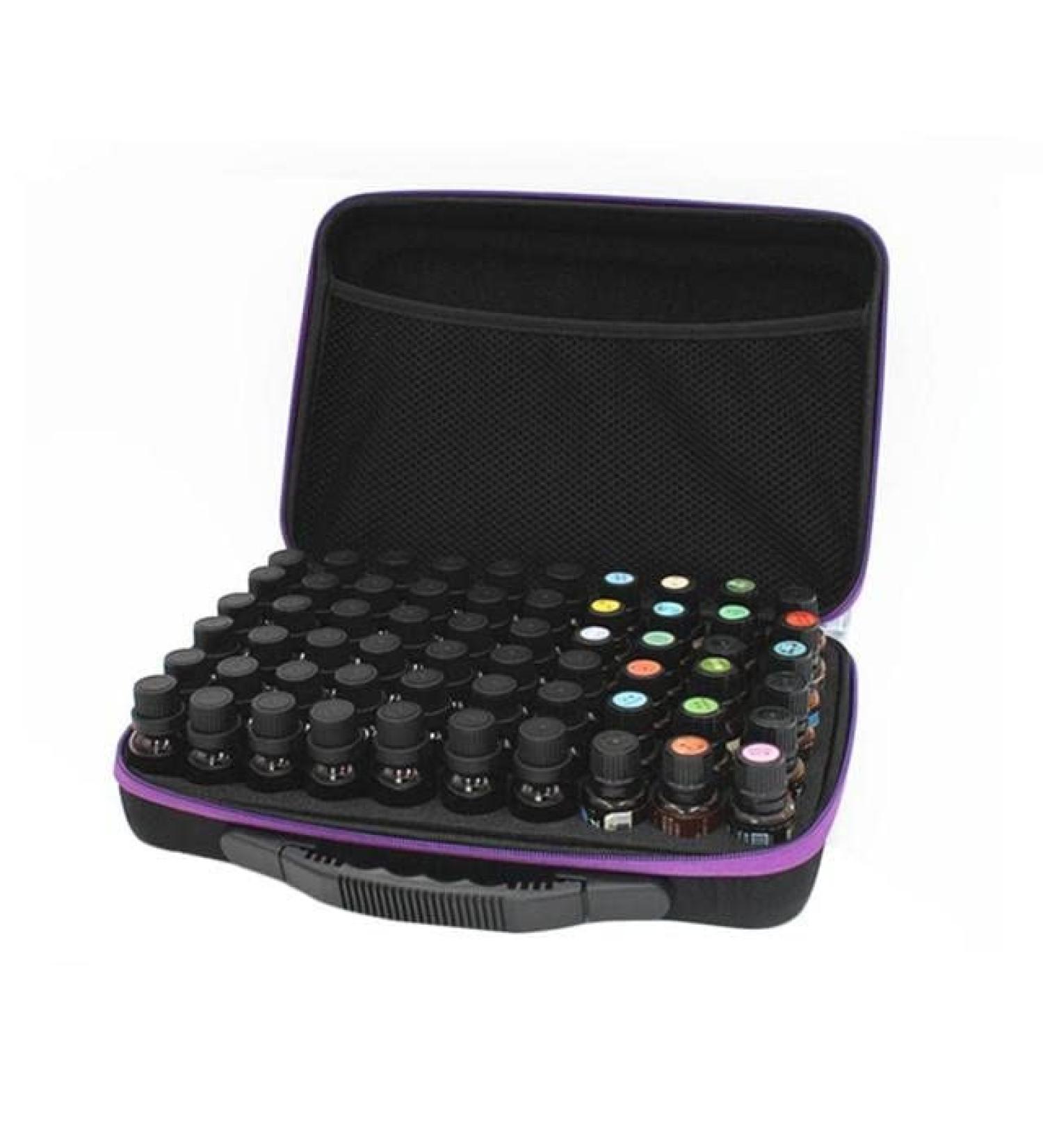 60-Bottle Essential Oil Case - Travel Organizer with Pocket Holes - Purple 15ml - Perfect for Women & Everyday Use - Buy Online on GoSupps.com