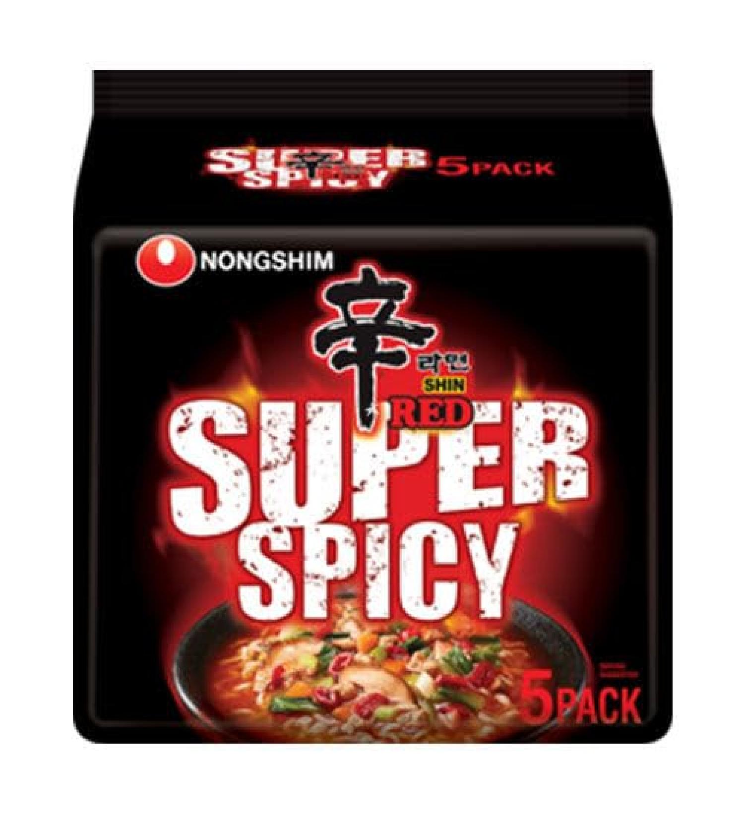 Nongshim SHIN RED Ramyun Super Spicy Ramen Noodles 120g (Pack of 5)