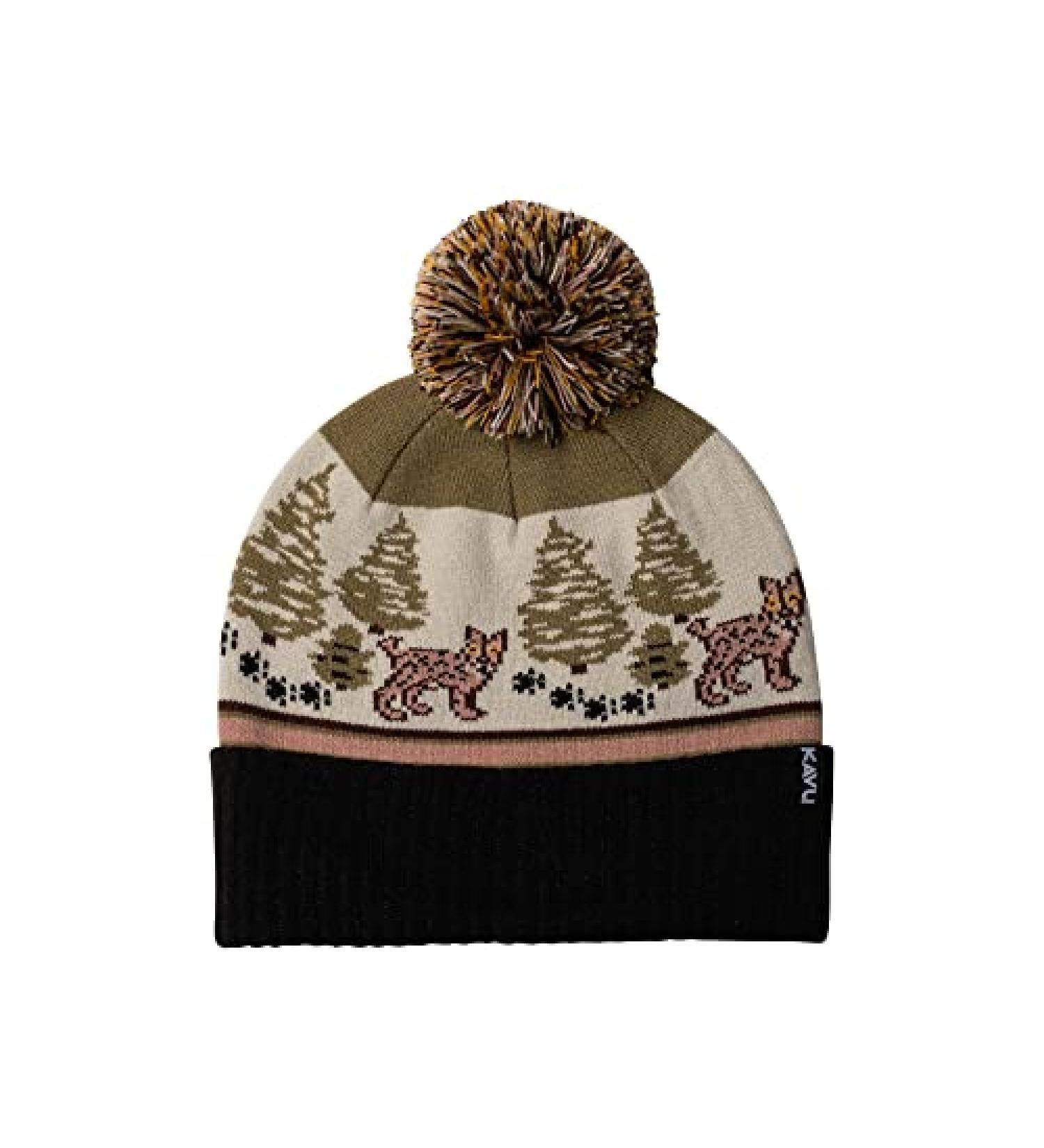 KAVU Herschel Cuffed Beanie Hat - Bob Cat Print | Stay Warm in Style - Buy Online on GoSupps.com