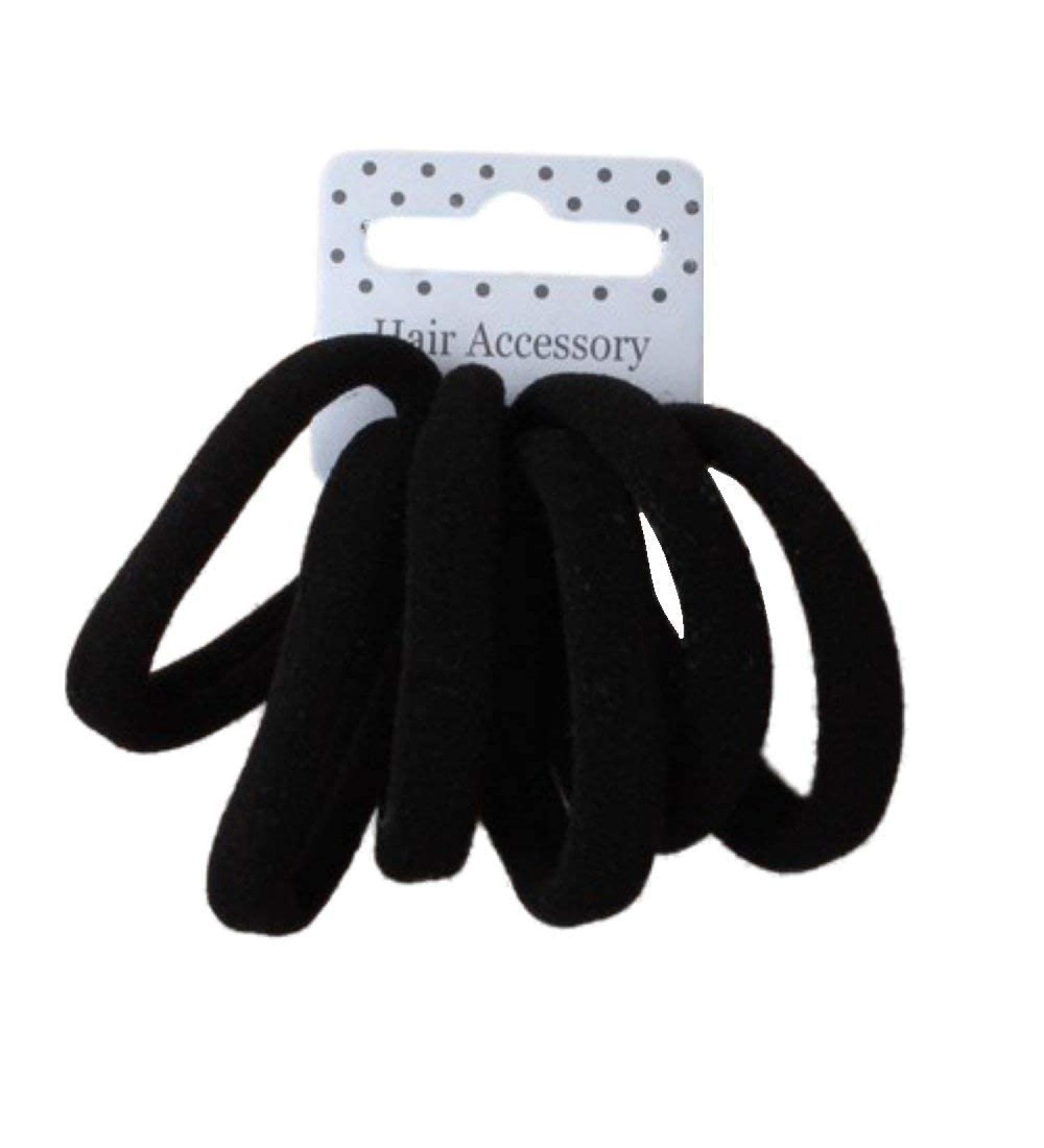 Set of 6 Black Soft Jersey Endless Hair Elastics Bobbles Bands 1 6 Count (Pack of 1)
