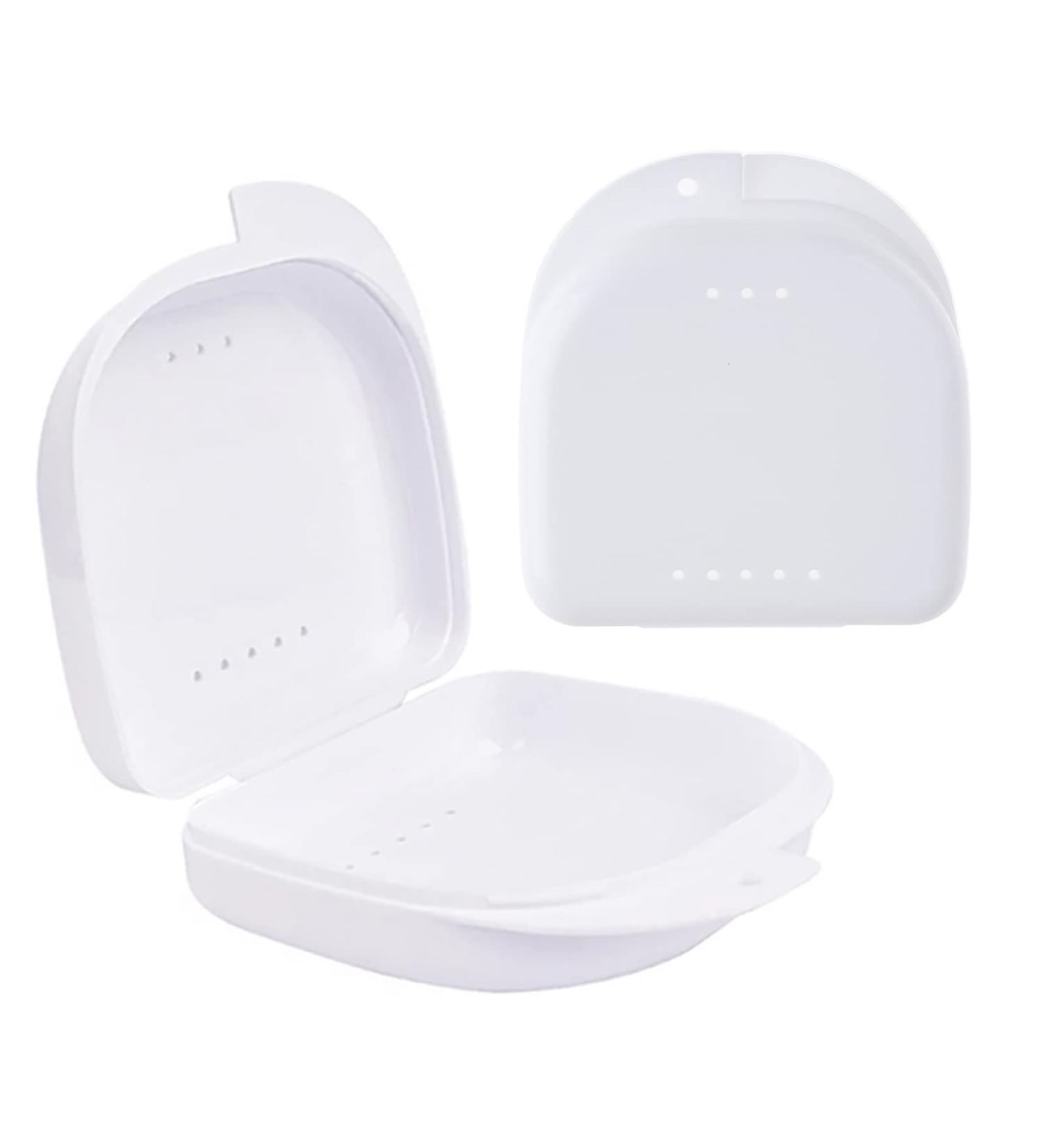 2 PCS Orthodontic Retainer Case - White Denture Case with Ventilation Holes - Buy Online on GoSupps.com