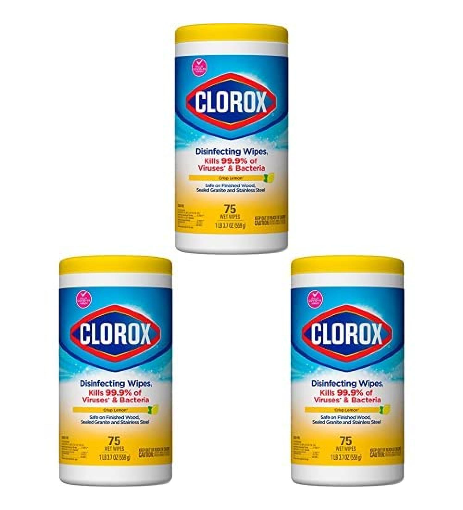 Clorox Disinfecting Wipes  Bleach Free Cleaning Wipes - Crisp Lemon  75 Count (Packaging May Vary) (Pack of 3) - Buy Online on GoSupps.com
