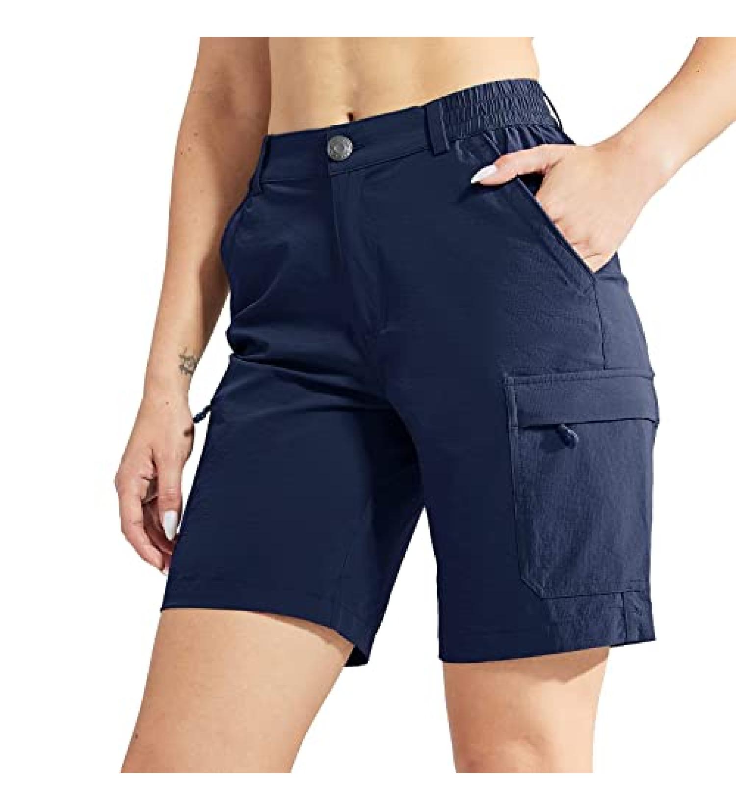 MIER Women's Quick Dry Hiking Cargo Shorts - Navy, Size 10 | 6 Pockets, Lightweight & Stretchy Outdoor Shorts - Buy Online on GoSupps.com