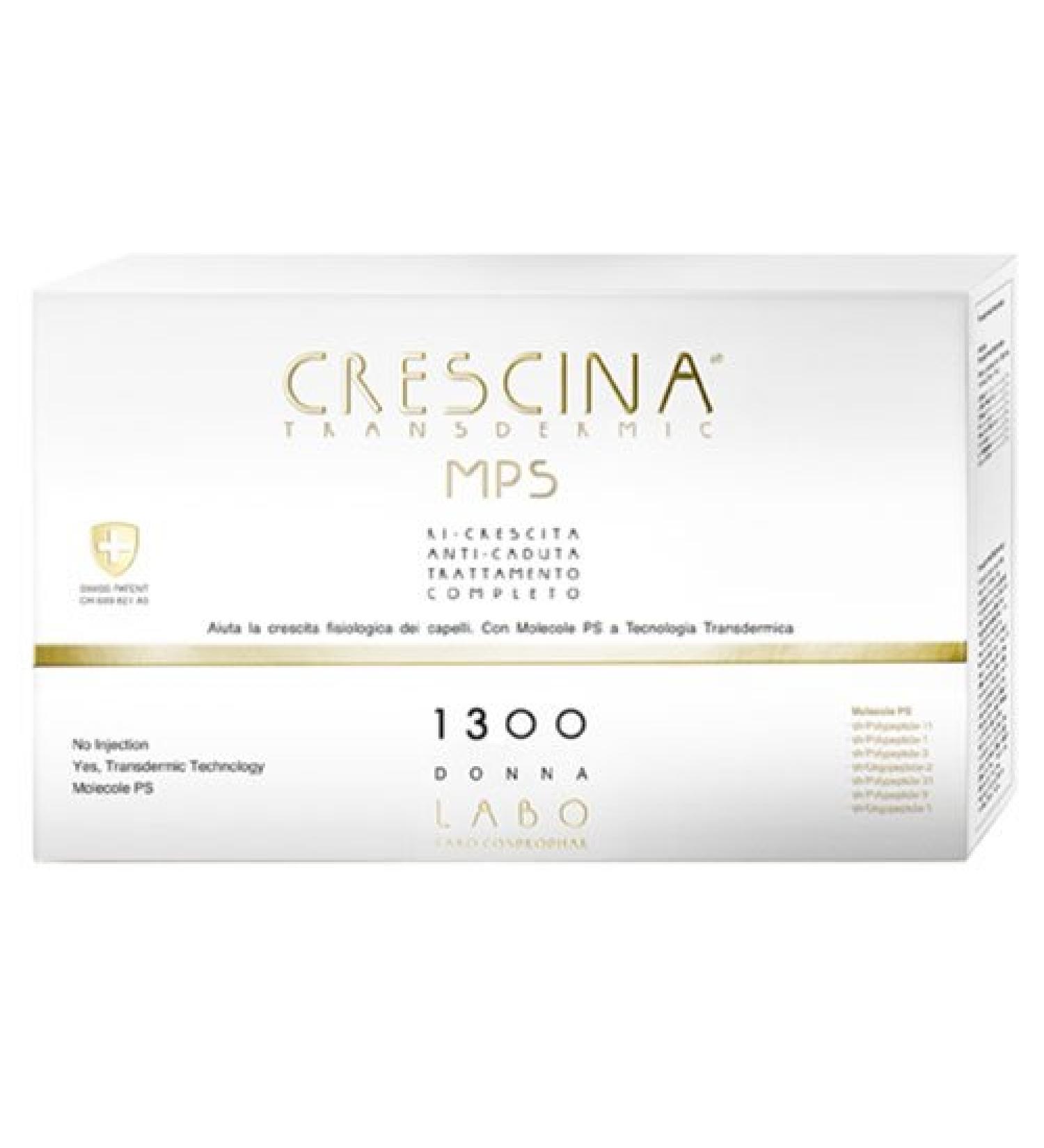 Labo CRESCINA transdermic MPS Traitement complet ri-crescita + anti-caduta 1300 Soin Cheveux Femme 10 + 10 Ampoules