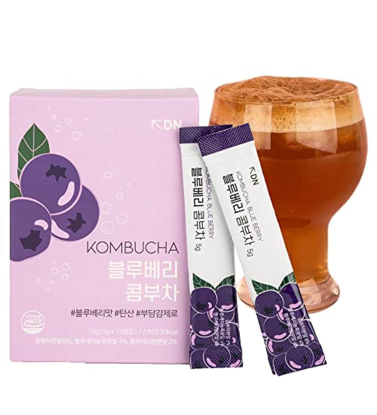 DALAMHARI Blueberry Kombucha - Adaptogen Prebiotic Soda | Health Ade Drink | Synergy Tea with Zero Sugar - 15T - Buy Online on GoSupps.com