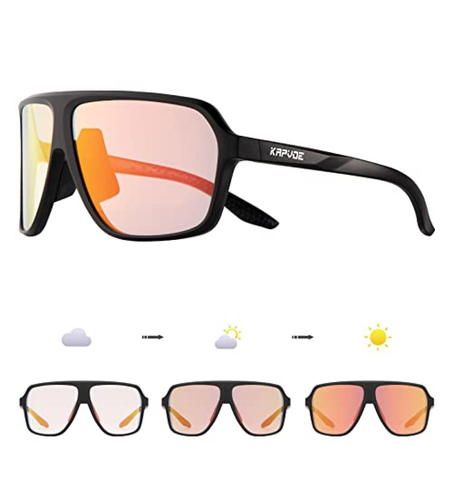 KAPVOE Photochromic Cycling Glasses | Men Women Sports Sunglasses MTB Biking UV Protection - Buy Online on GoSupps.com