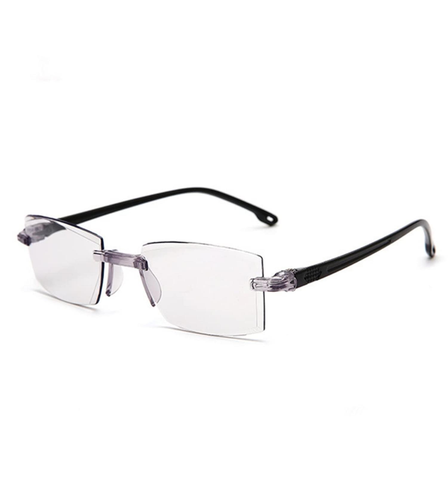 Zukky Bifocal Borderless Reading Glasses for Women & Men - Blue Light-Blocking Rectangular AM09 (Black 2.5x) - Buy Online on GoSupps.com