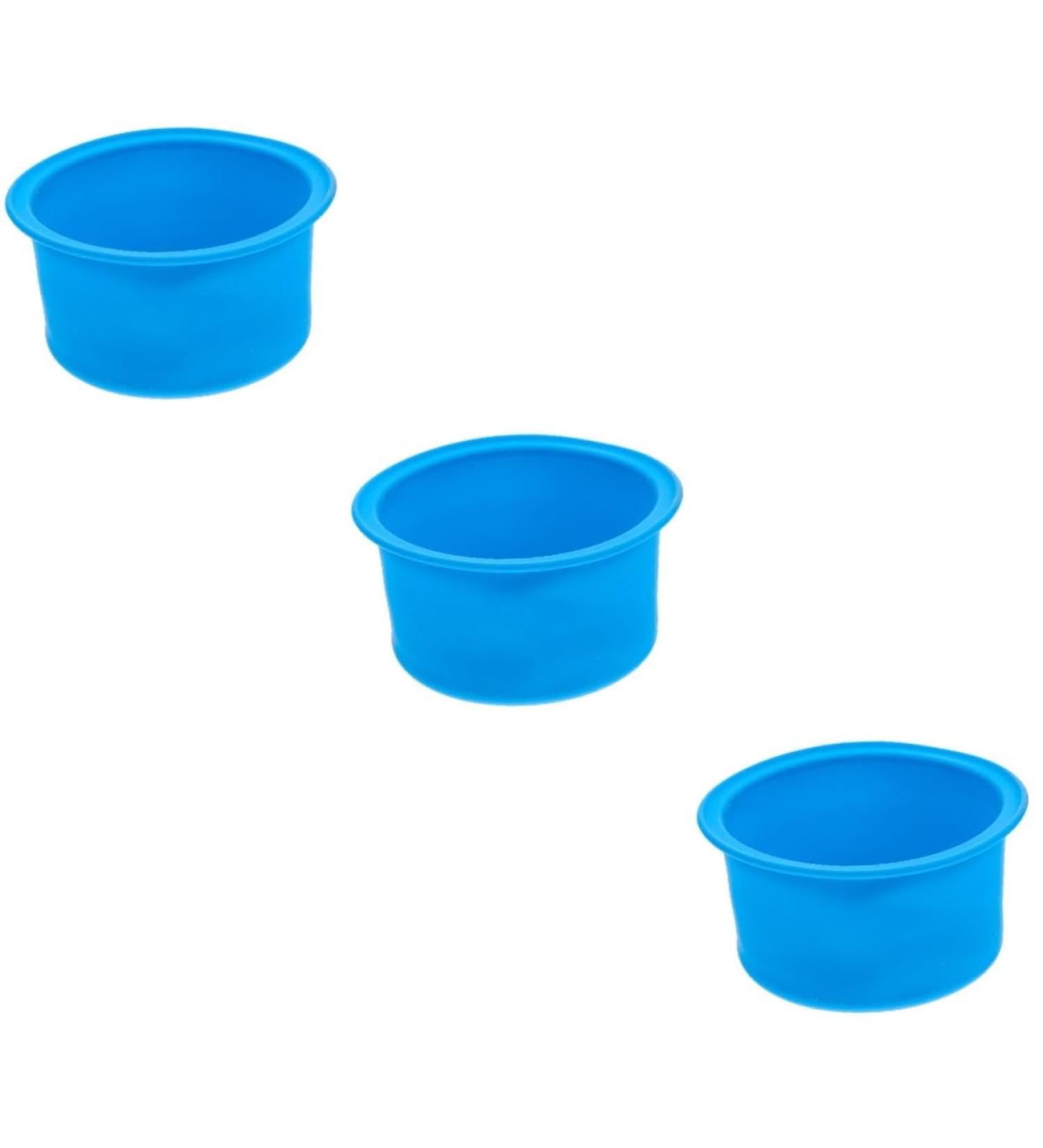 3pcs Melting Wax Bowl Set - Silica Gel with Metal Liner - 12x12cm - Blue | International Shipping - Buy Online on GoSupps.com
