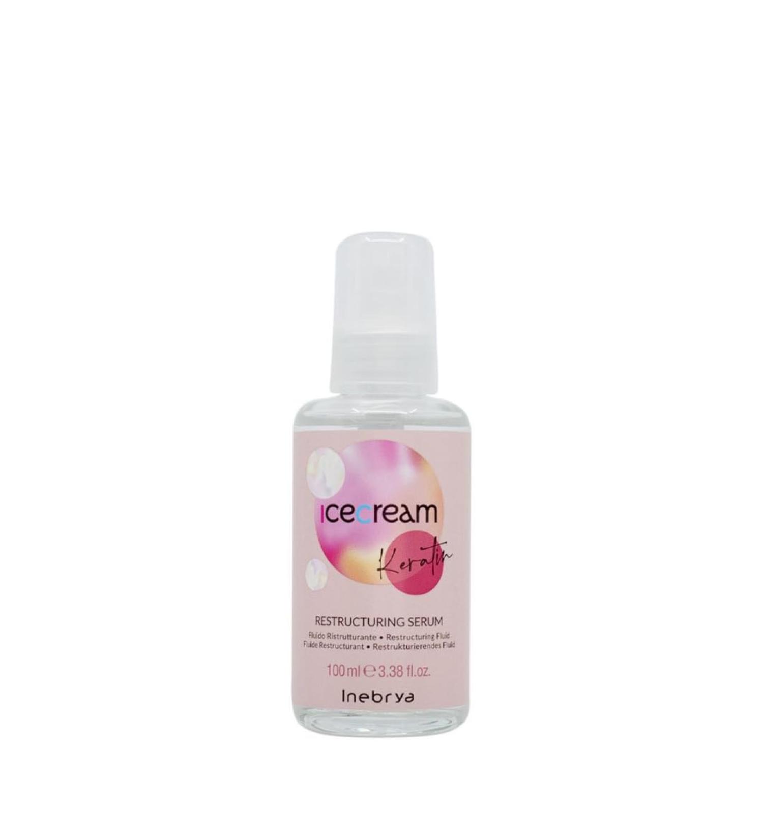 Inebrya Ice Cream Keratin Restructuring Serum 100ml - Professional Hair Repair & Moisturizing Fluid for Healthy Hair - Buy Online on GoSupps.com