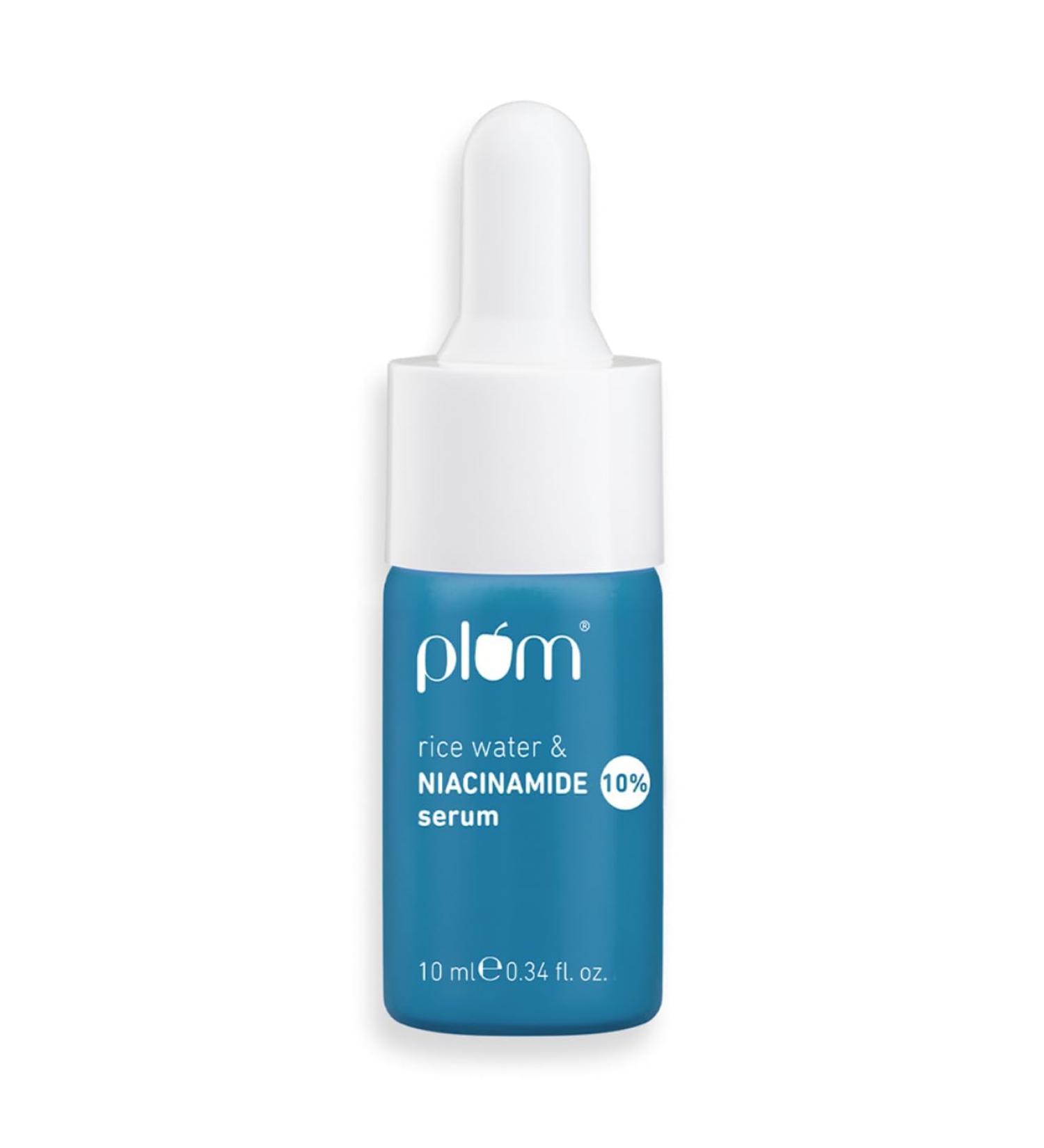 Plum-10% Niacinamide Face Serum with Rice Water & Squalane - Brightens Clears Blemishes Fragrance-Free All Skin Types 10 ml - Buy Online on GoSupps.com