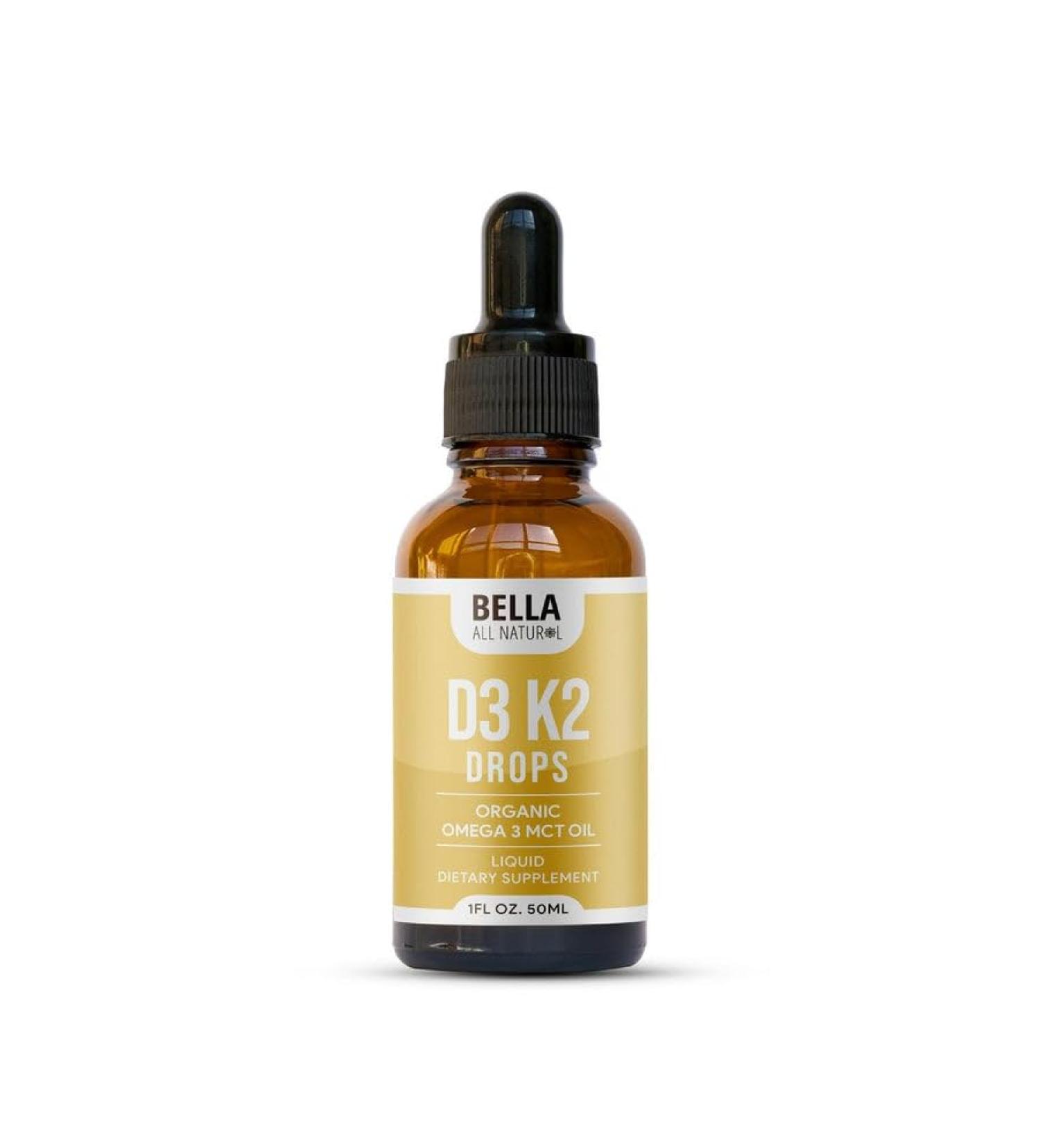 Bella All Natural D3 K2 Drops Organic Omega 3 MCT Oil - Buy Online on GoSupps.com