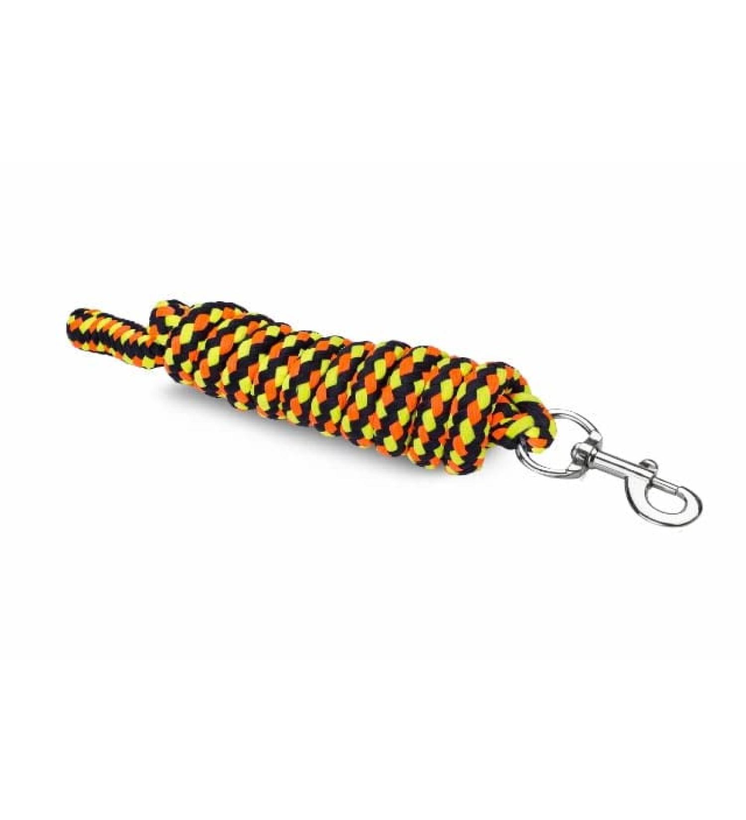 Leading rope Panic hooks or carabiner hooks start soft 2m knitting horse guide knitting horse carabiner tiebish trick horse horse trick (black/neonorange/neon yellow carabiner hook) black/neonorange/neongelb snap