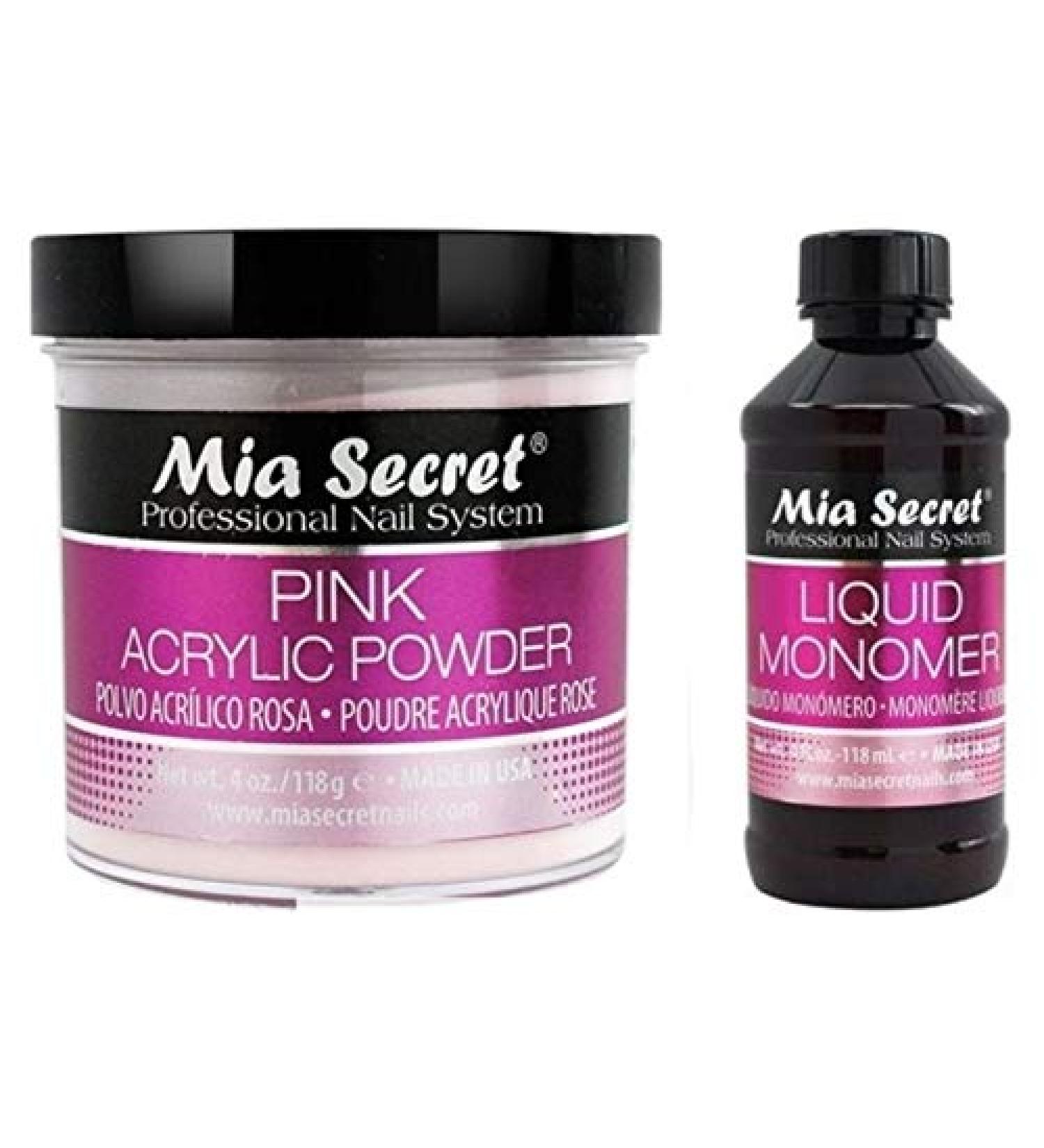 Mia Secret Professional Liquid Monomer 4 oz + Pink Acrylic Powder 4 oz Nail System - Best Quality Nail Products - Buy Online on GoSupps.com
